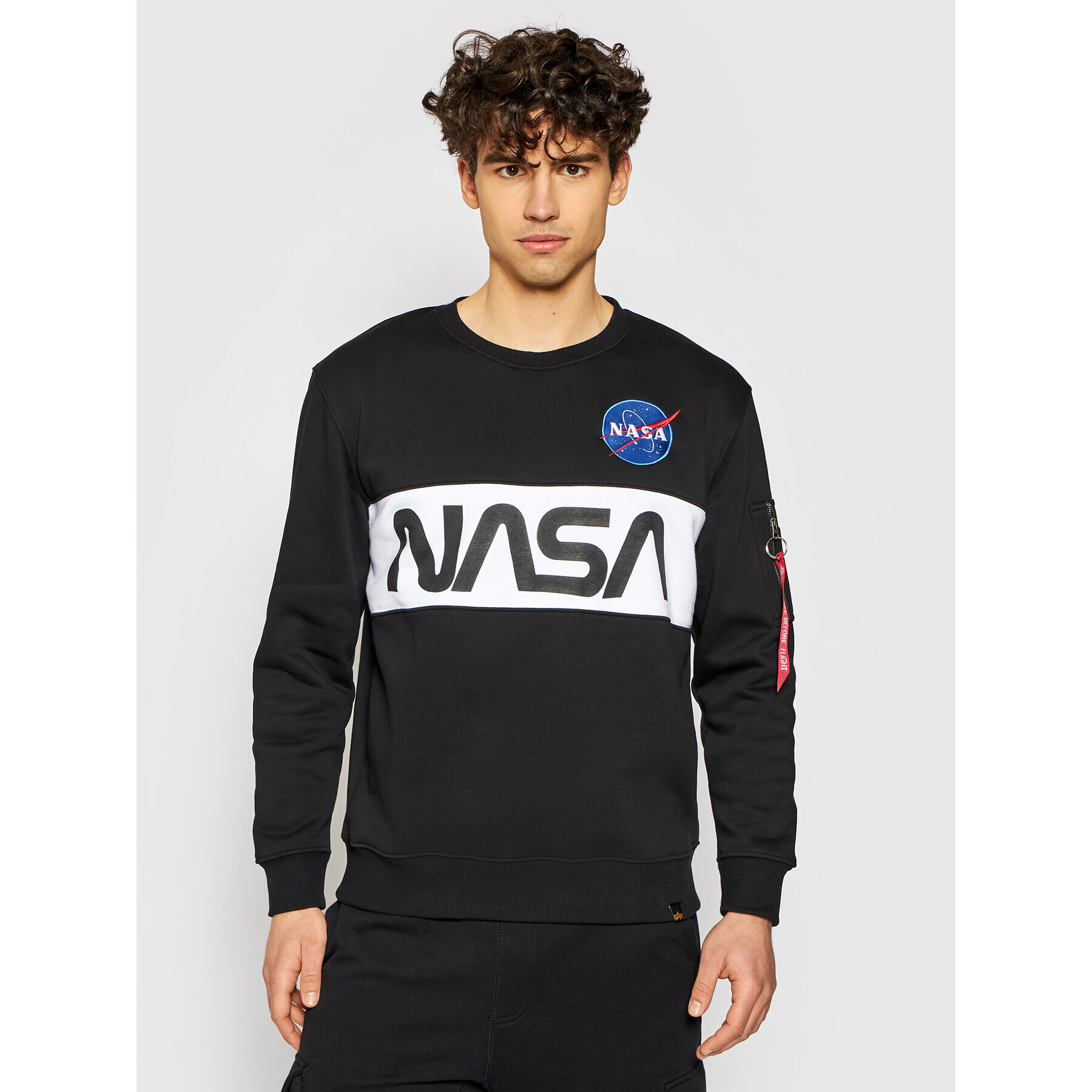 Alpha Industries Bluză Nasa Inlay 178308 Negru Regular Fit - Pled.ro