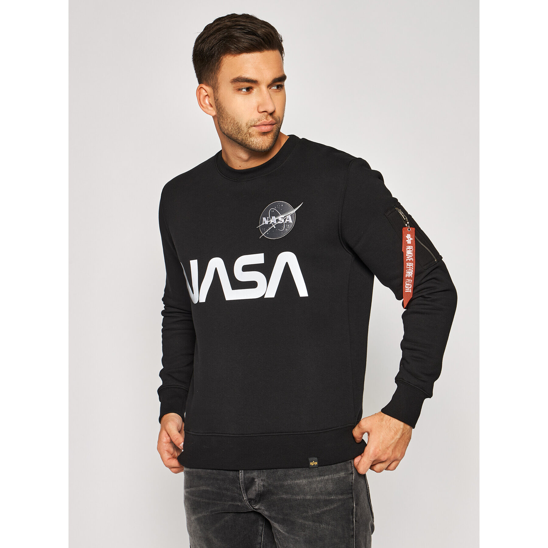 Alpha Industries Bluză Nasa Reflective 178309 Negru Regular Fit - Pled.ro