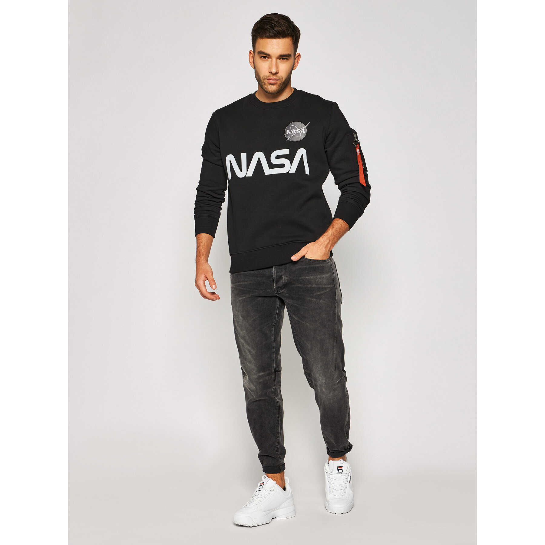 Alpha Industries Bluză Nasa Reflective 178309 Negru Regular Fit - Pled.ro