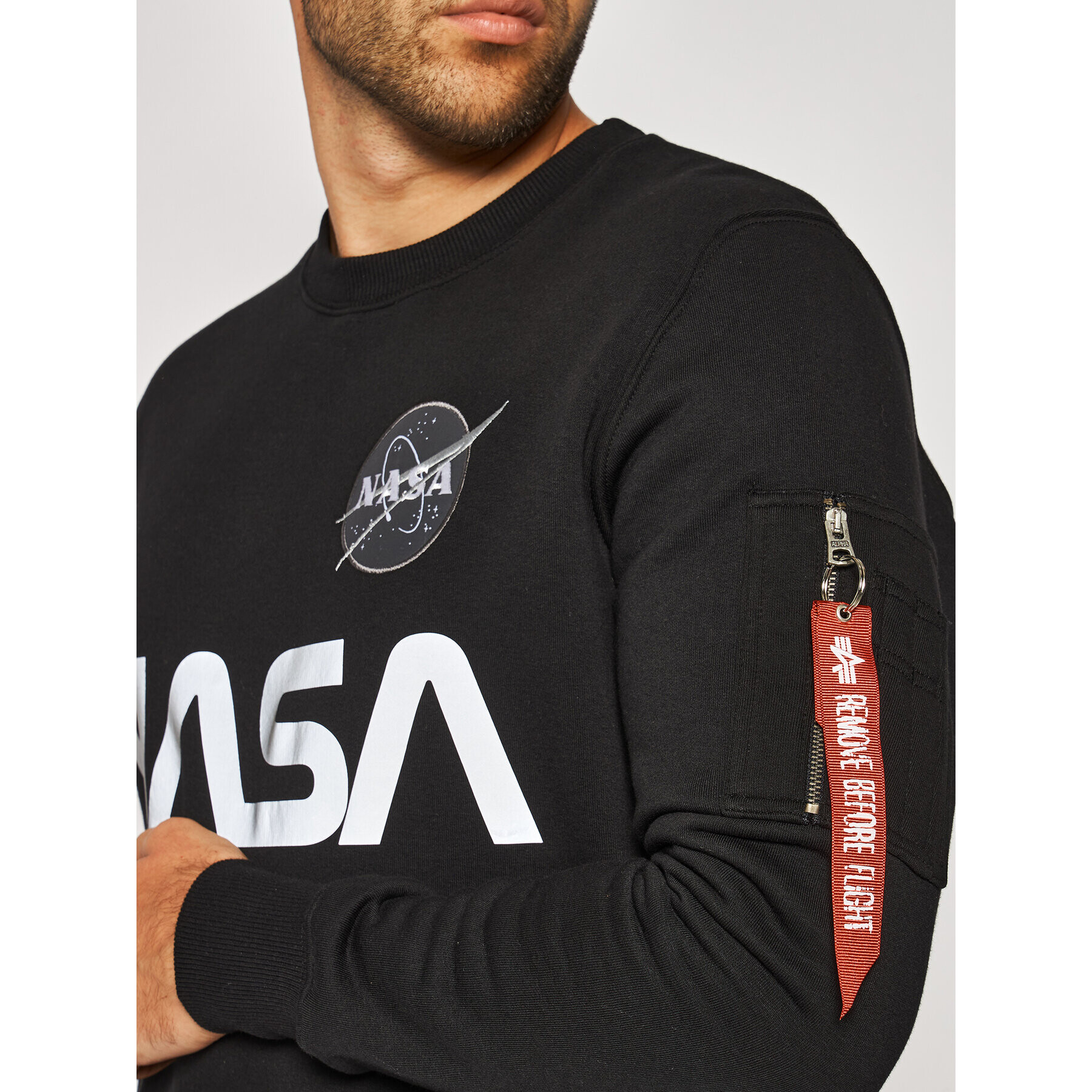 Alpha Industries Bluză Nasa Reflective 178309 Negru Regular Fit - Pled.ro