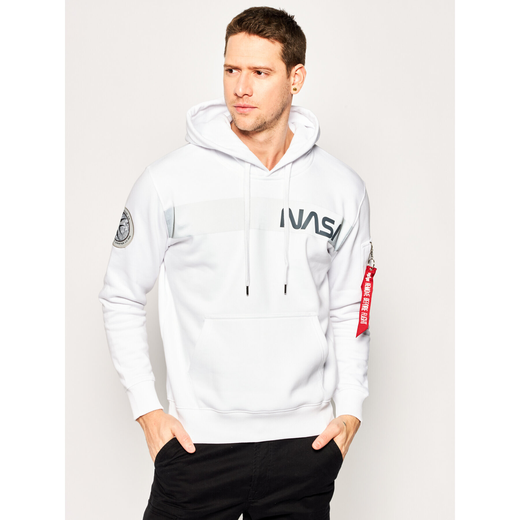 Alpha Industries Bluză Nasa Rs Hoody 198313 Alb Regular Fit - Pled.ro