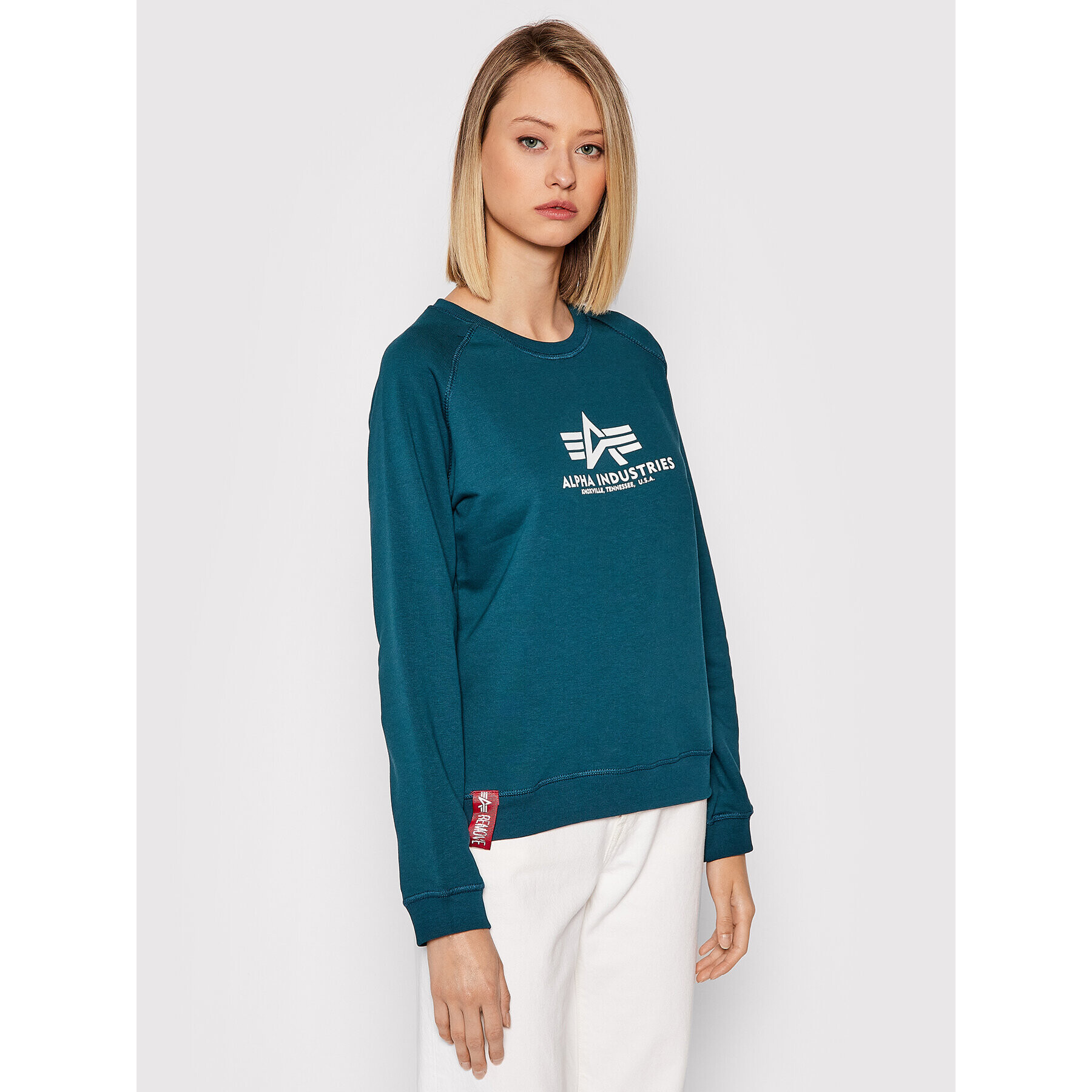 Alpha Industries Bluză New Basic 196031 Verde Regular Fit - Pled.ro