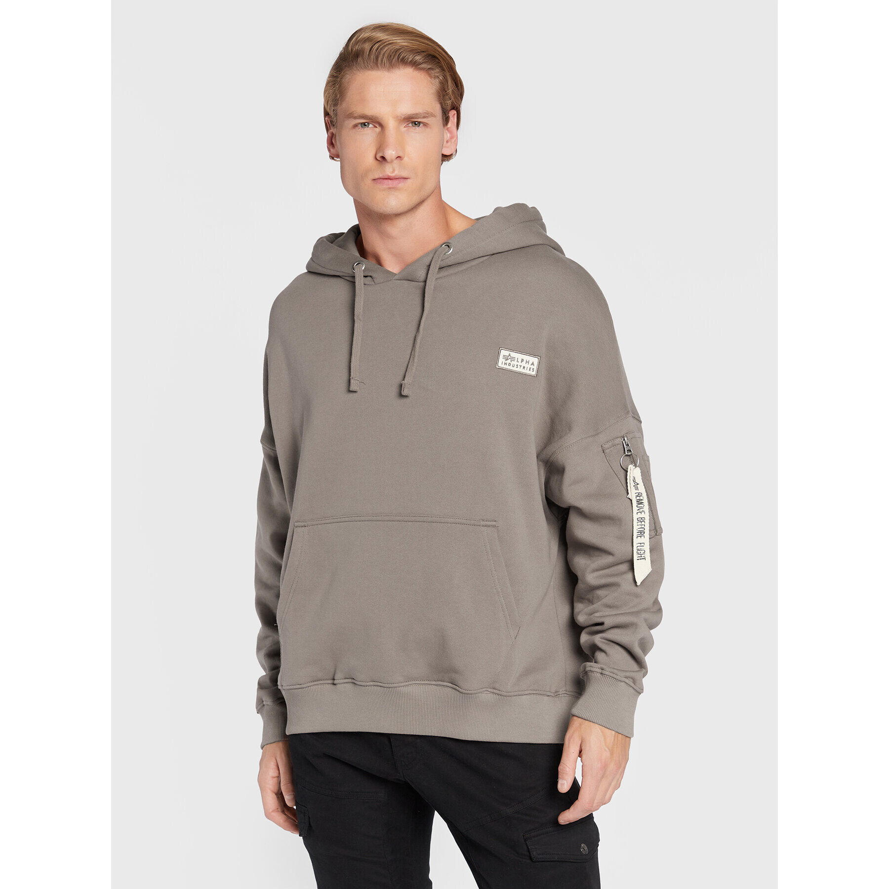 Alpha Industries Bluză Organics 118349 Gri Regular Fit - Pled.ro