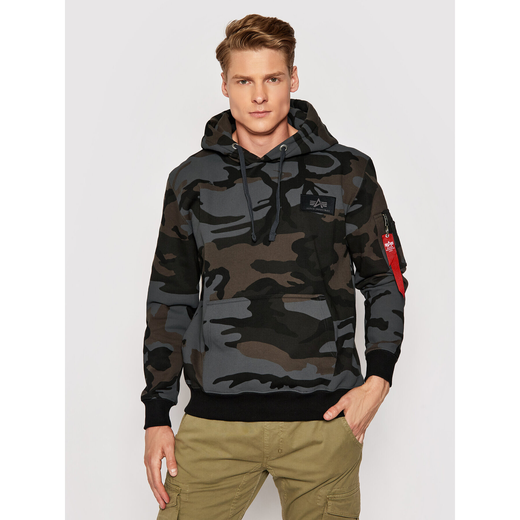 Alpha Industries Bluză Print Camo 178318C Gri Regular Fit - Pled.ro