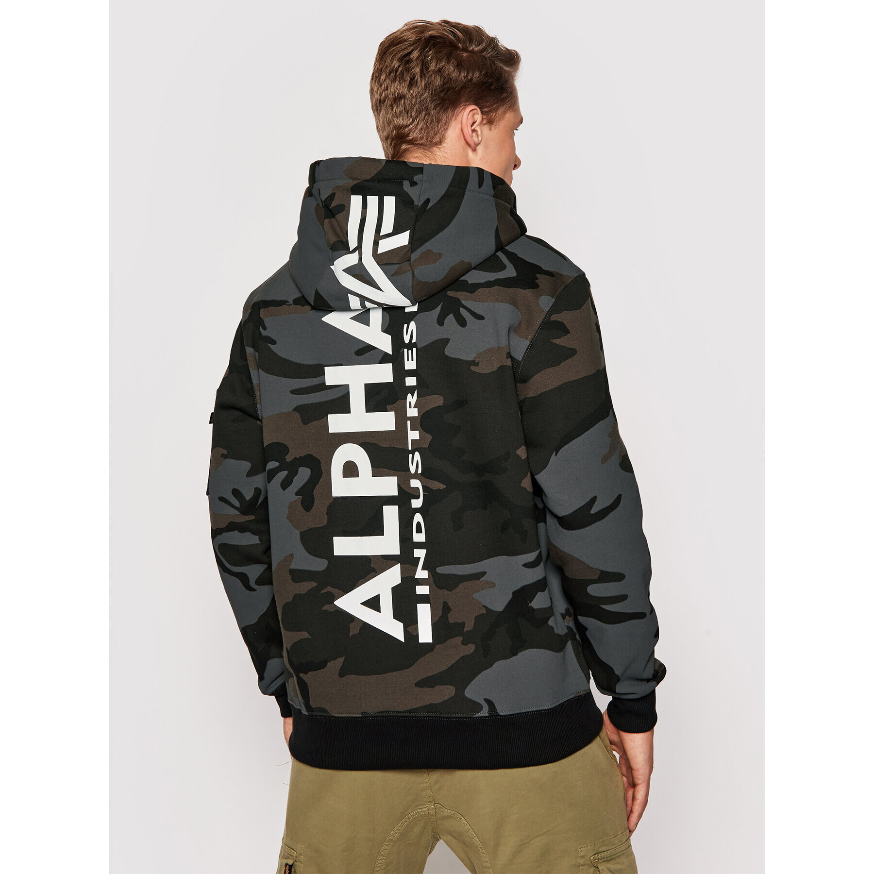 Alpha Industries Bluză Print Camo 178318C Gri Regular Fit - Pled.ro