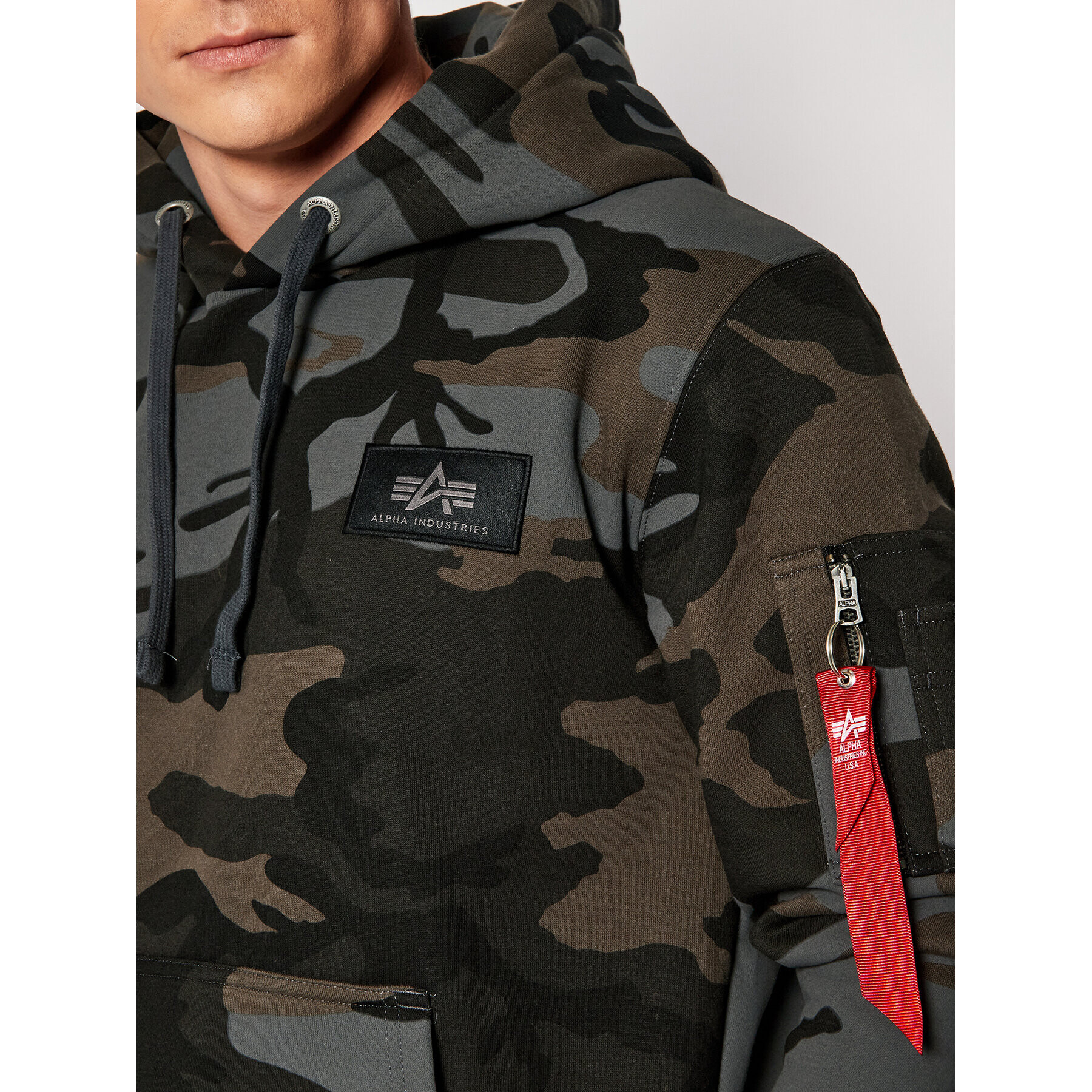 Alpha Industries Bluză Print Camo 178318C Gri Regular Fit - Pled.ro