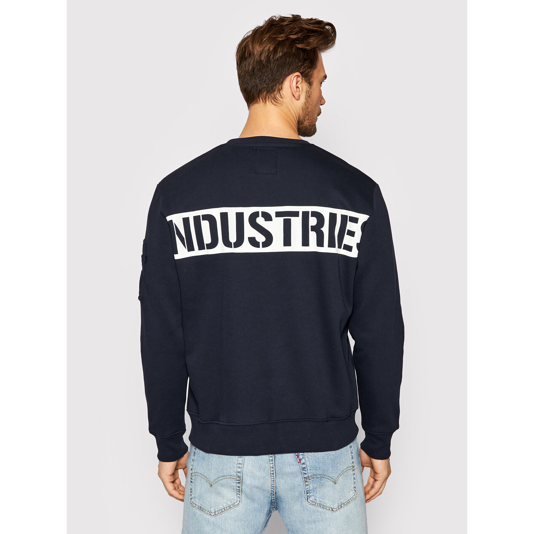 Alpha Industries Bluză Printed Strip 118306 Bleumarin Regular Fit - Pled.ro