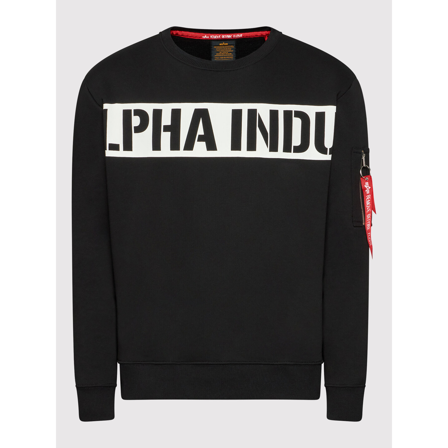 Alpha Industries Bluză Printed Strip 118306 Negru Regular Fit - Pled.ro