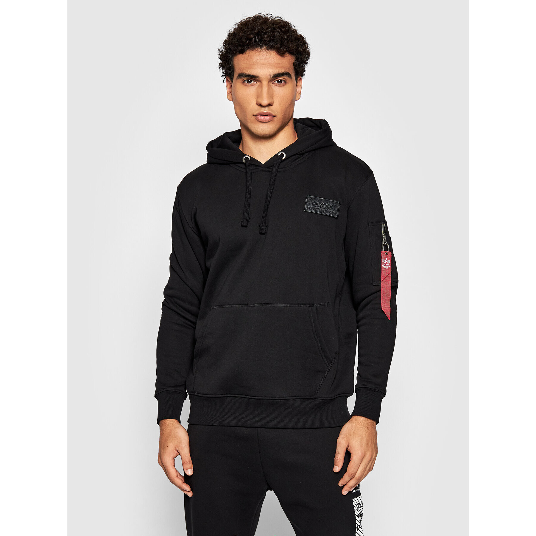 Alpha Industries Bluză Red Stripe 178314RP Negru Regular Fit - Pled.ro