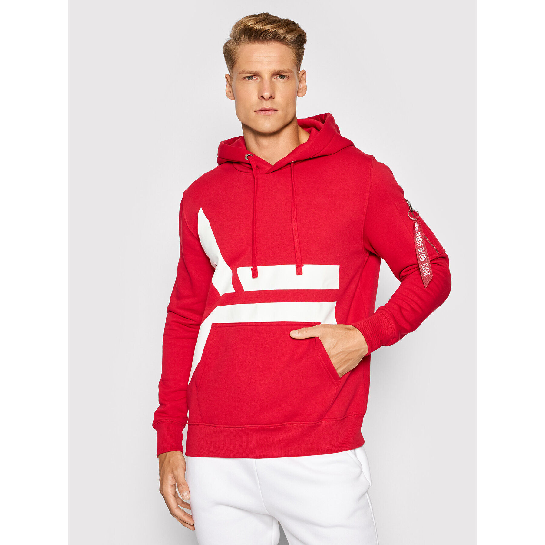 Alpha Industries Bluză Side Logo 118339 Roșu Regular Fit - Pled.ro