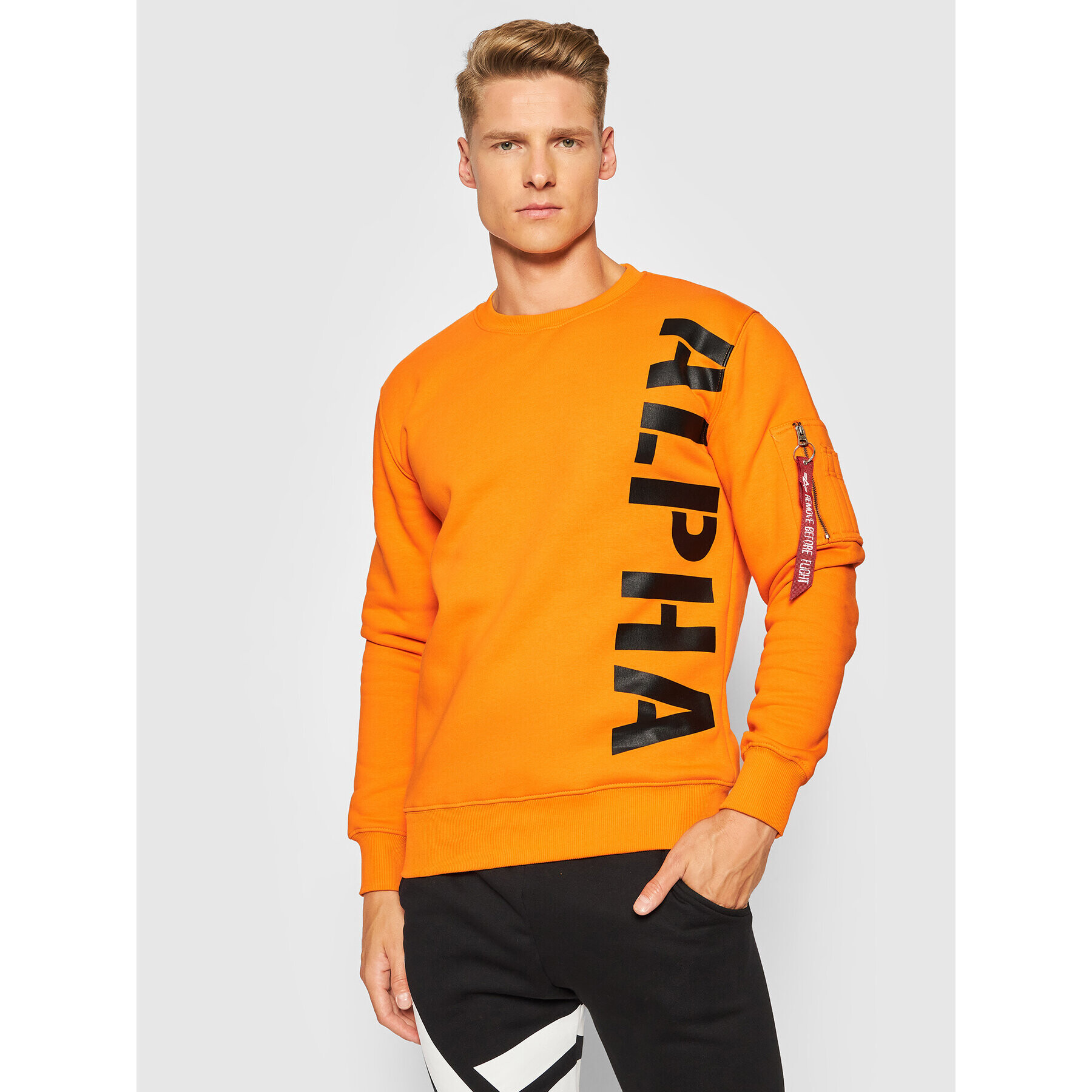 Alpha Industries Bluză Side Print 118304 Portocaliu Regular Fit - Pled.ro