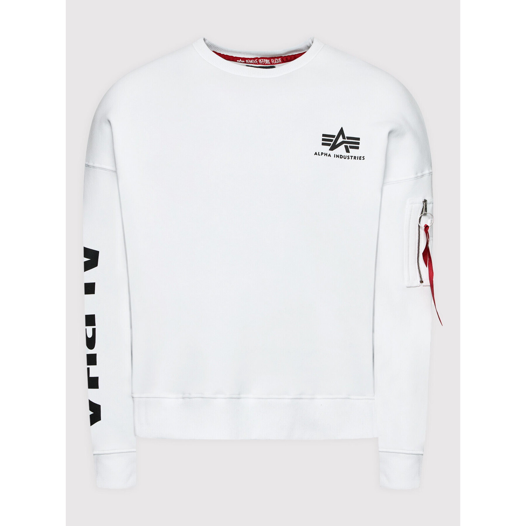 Alpha Industries Bluză Sleeve Print 116304 Alb Oversize - Pled.ro