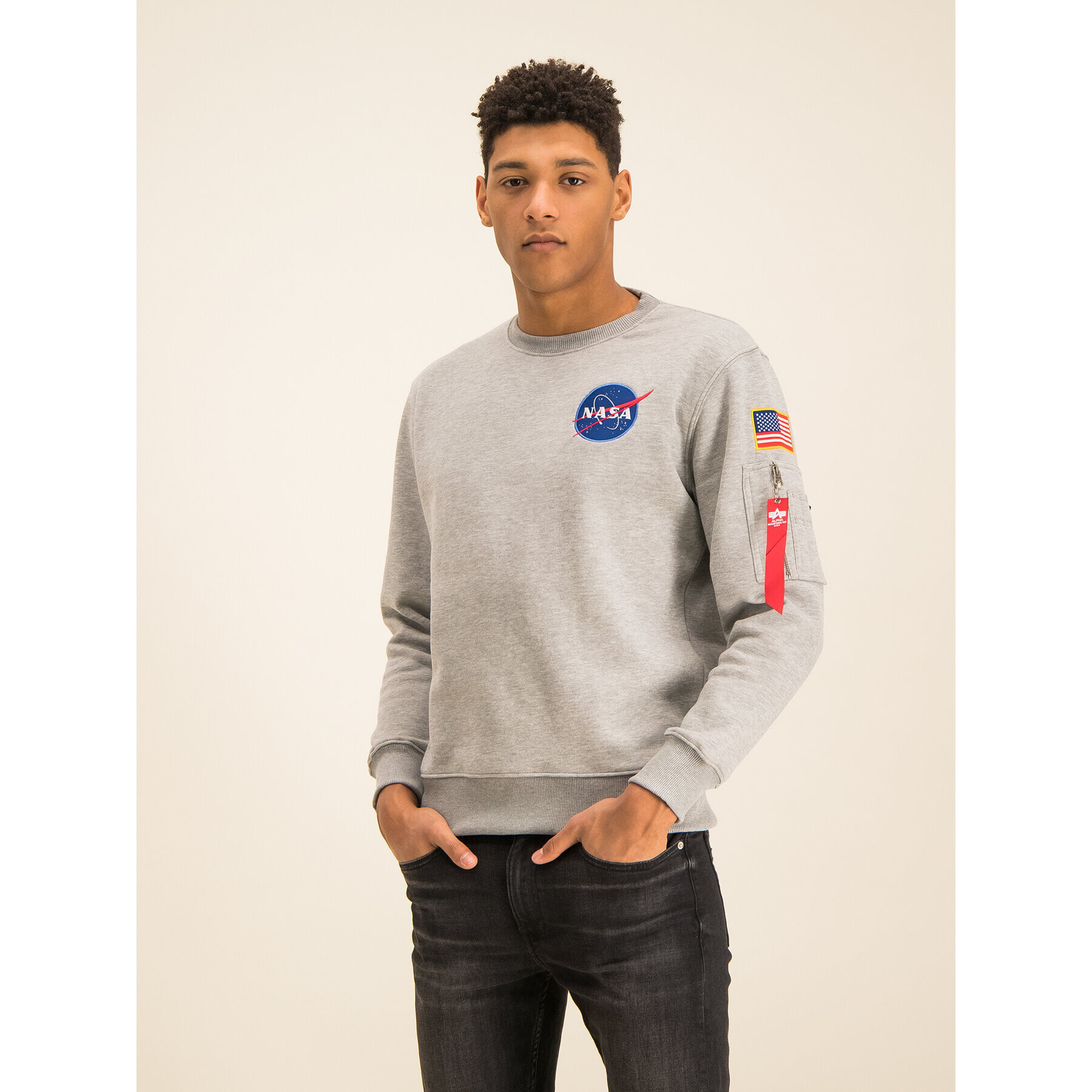 Alpha Industries Bluză Space Shuttle 178307 Gri Regular Fit - Pled.ro