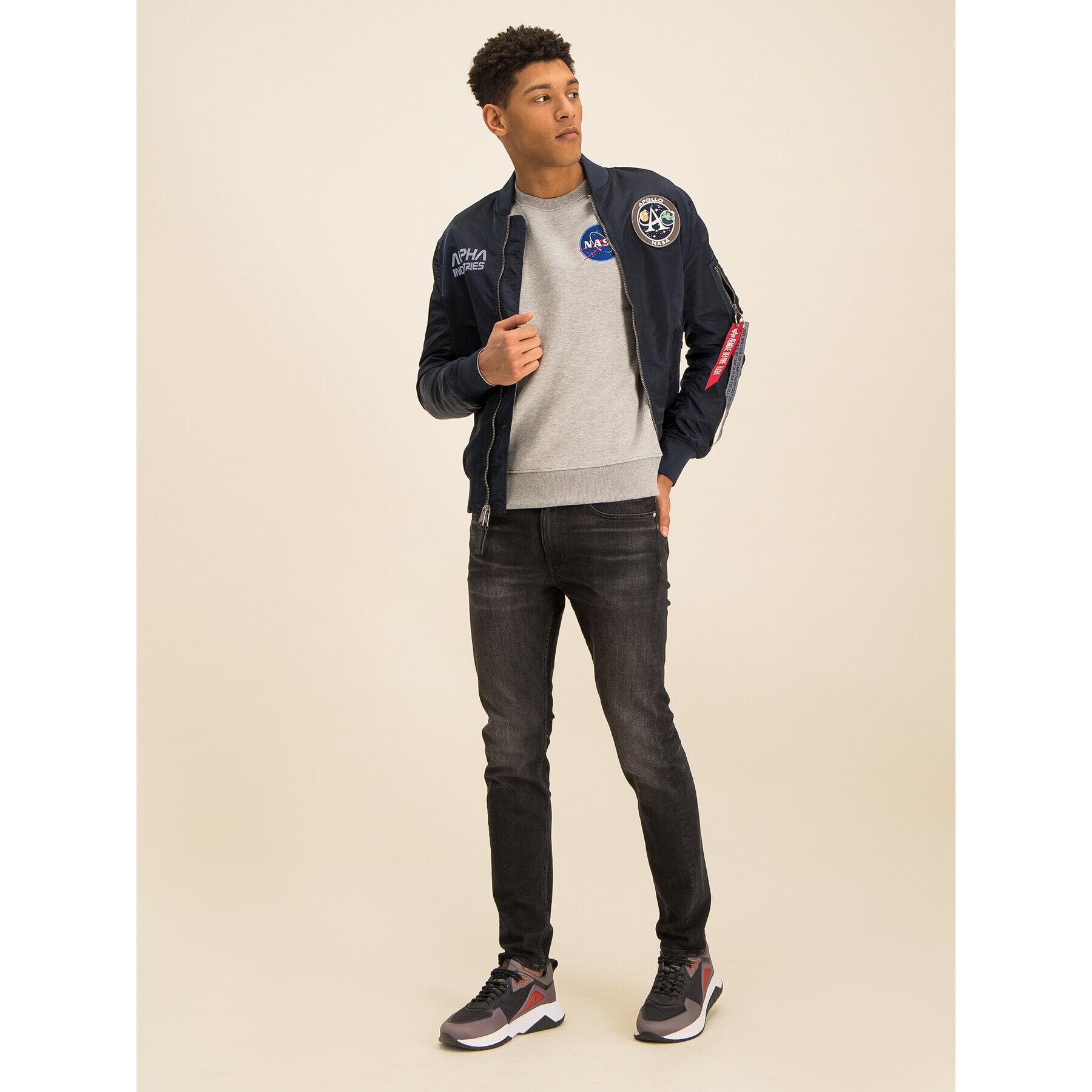 Alpha Industries Bluză Space Shuttle 178307 Gri Regular Fit - Pled.ro