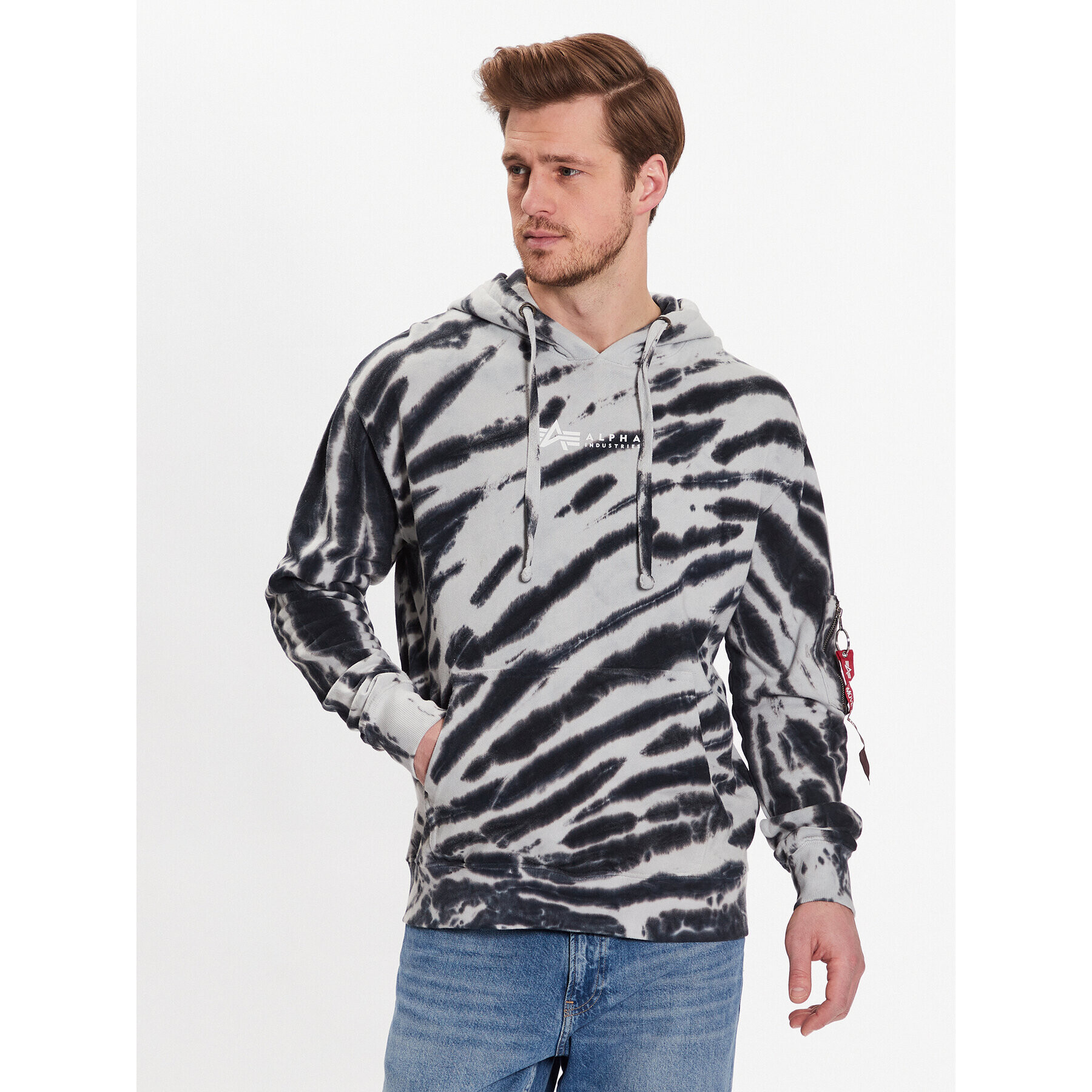 Alpha Industries Bluză Tie Dye 106335 Gri Regular Fit - Pled.ro