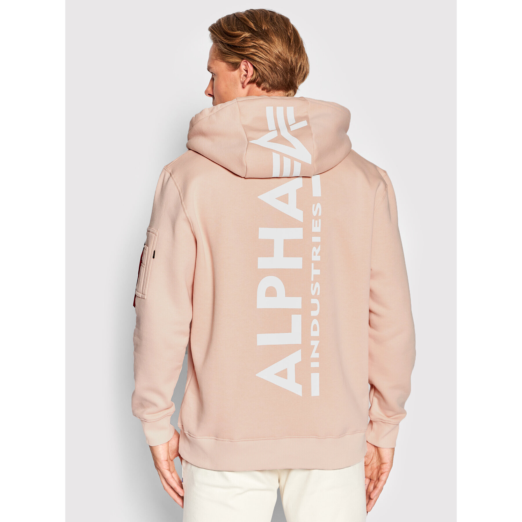 Alpha Industries Bluză Back Print 178318 Roz Regular Fit - Pled.ro