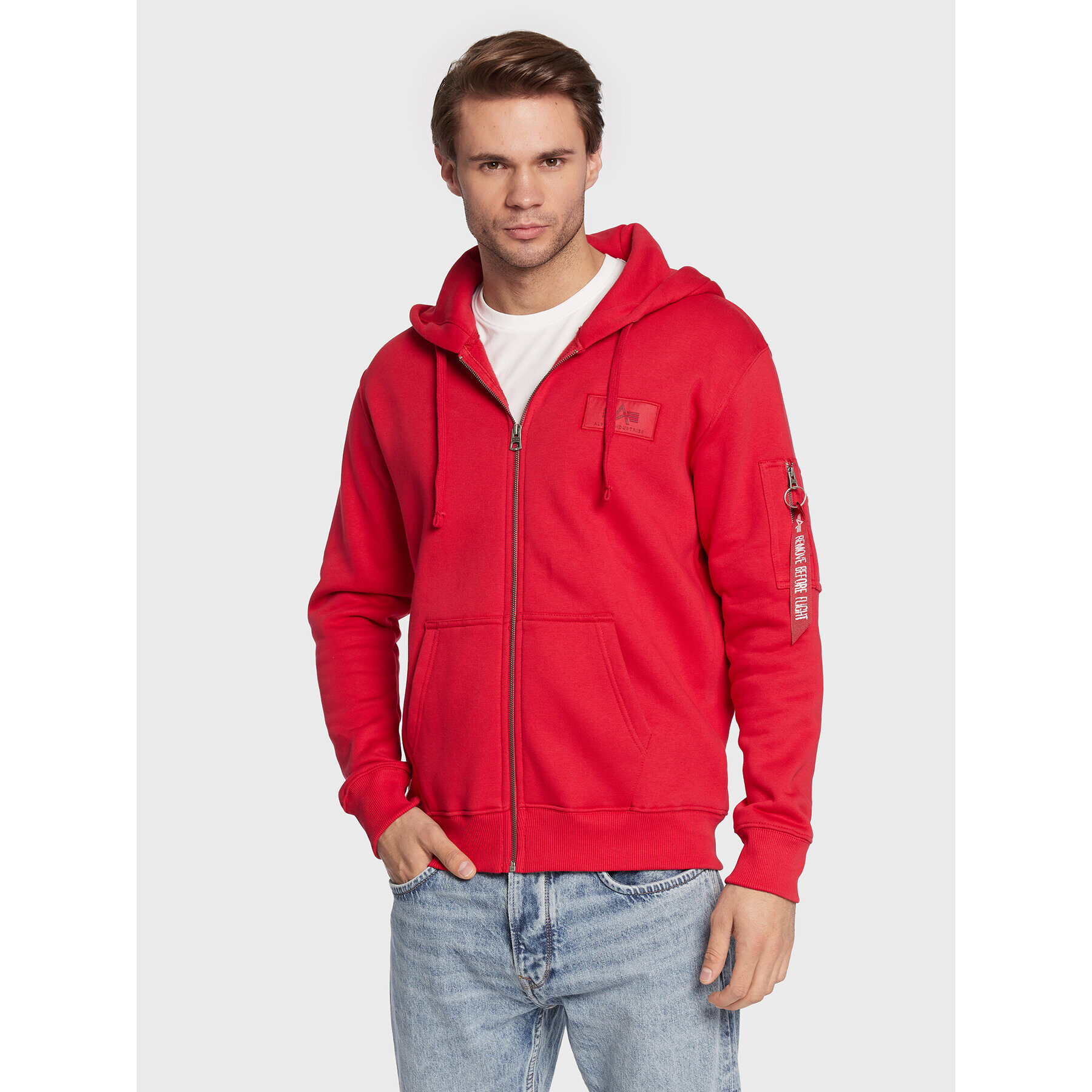 Alpha Industries Bluză Back Print Zip 128342 Roșu Regular Fit - Pled.ro