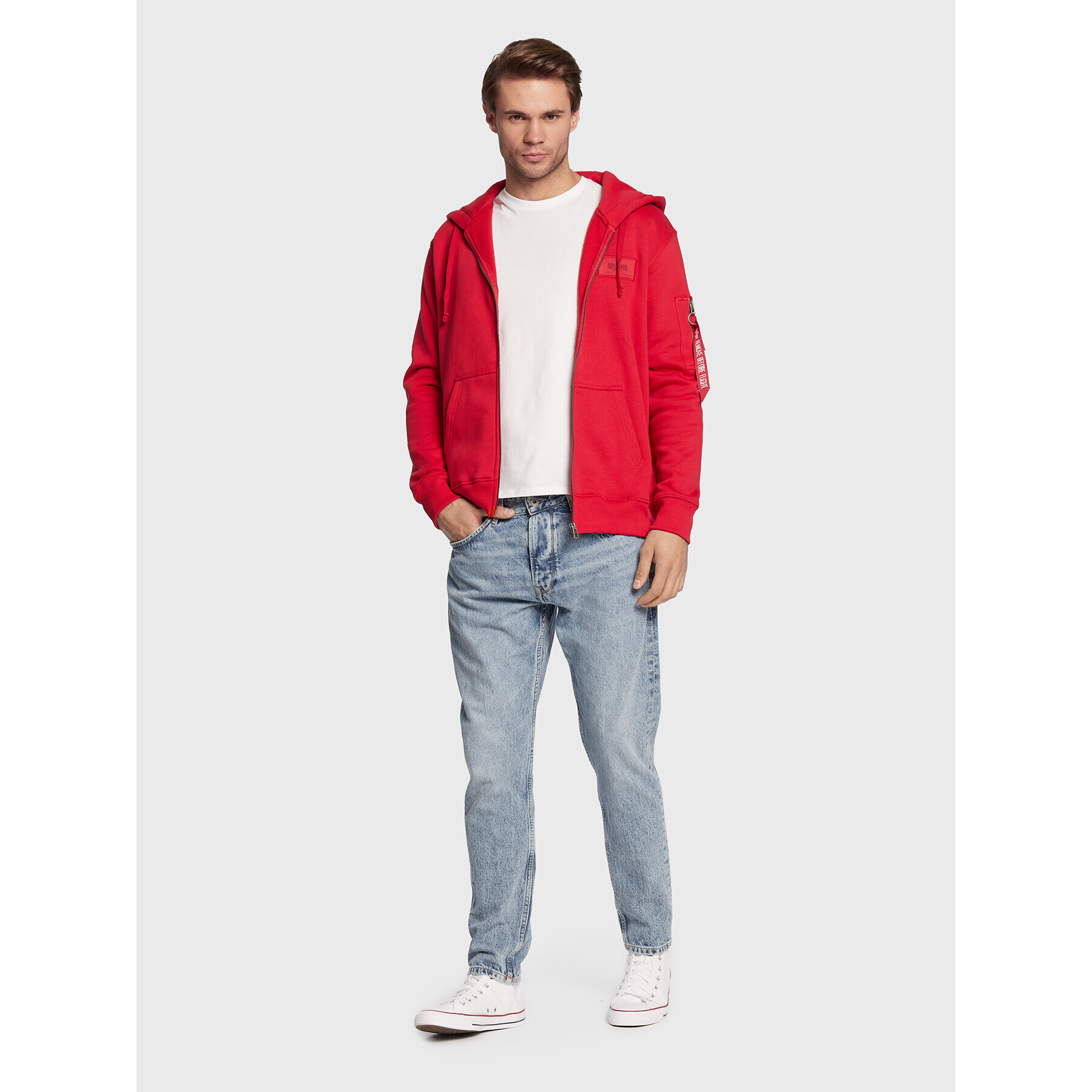 Alpha Industries Bluză Back Print Zip 128342 Roșu Regular Fit - Pled.ro