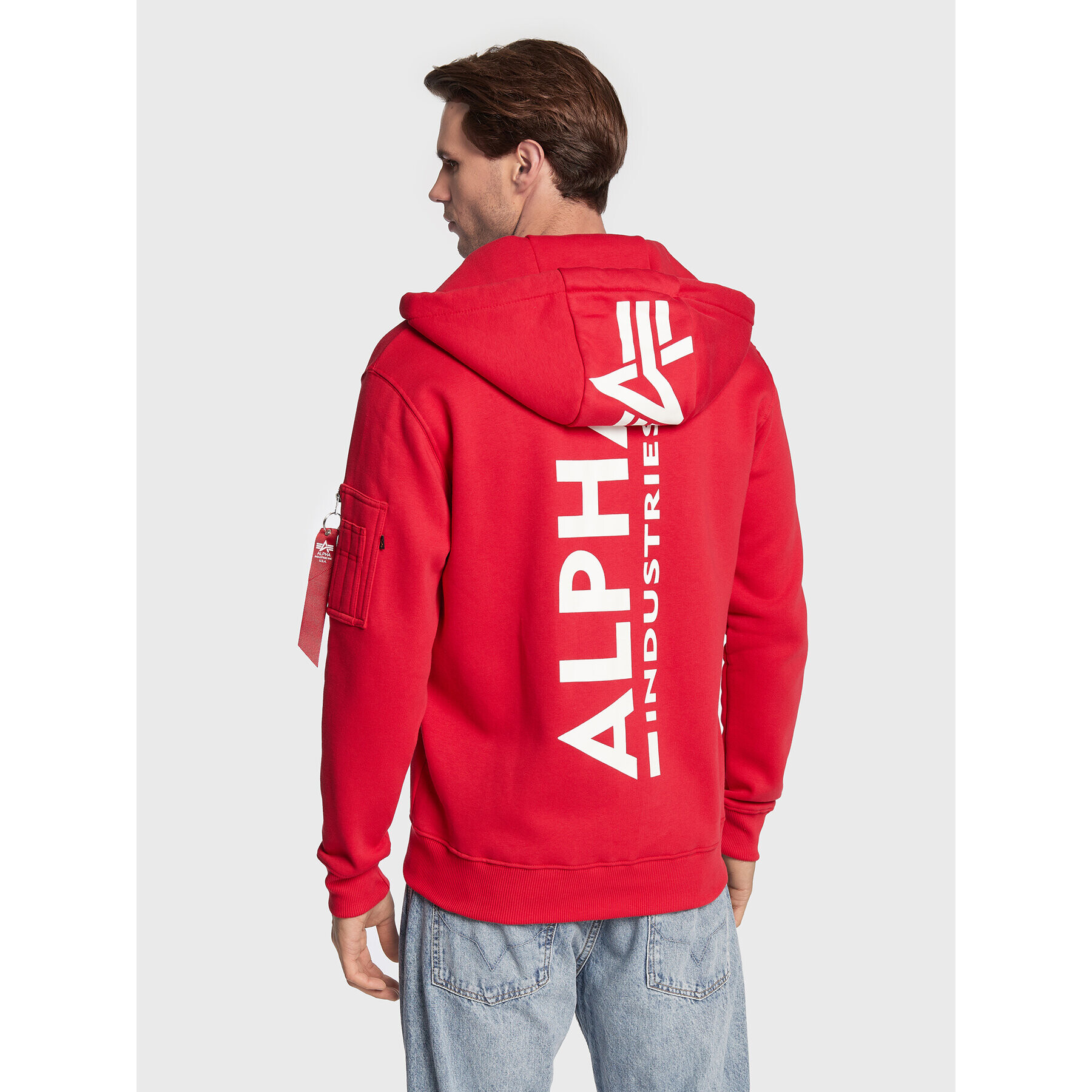 Alpha Industries Bluză Back Print Zip 128342 Roșu Regular Fit - Pled.ro