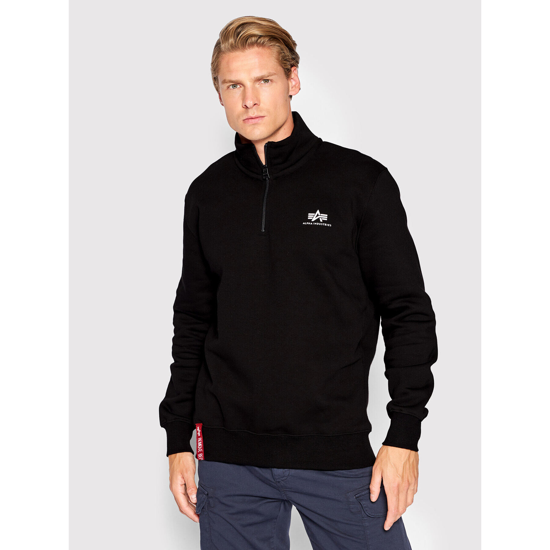 Alpha Industries Bluză Half Zip 108308 Negru Regular Fit - Pled.ro