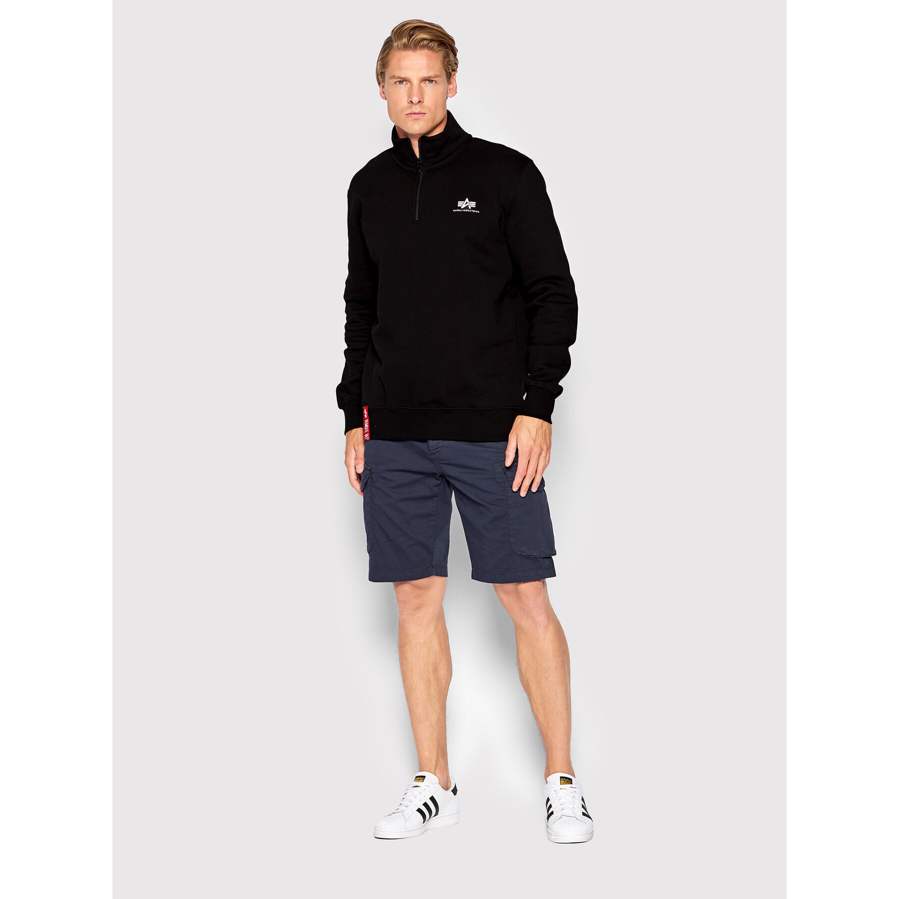 Alpha Industries Bluză Half Zip 108308 Negru Regular Fit - Pled.ro