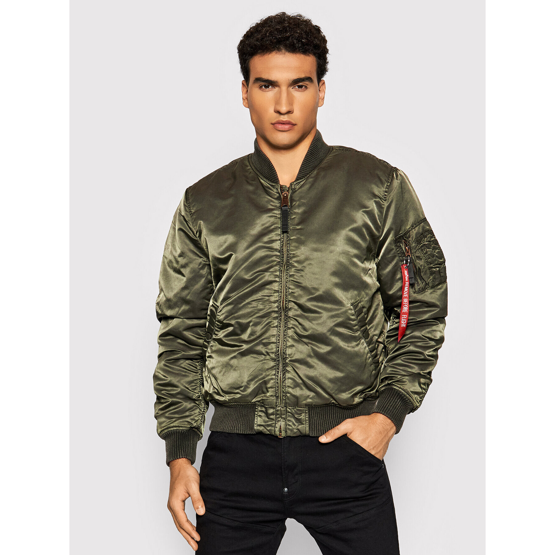 Alpha Industries Geacă bomber Battlewash 191118BW Verde Regular Fit - Pled.ro