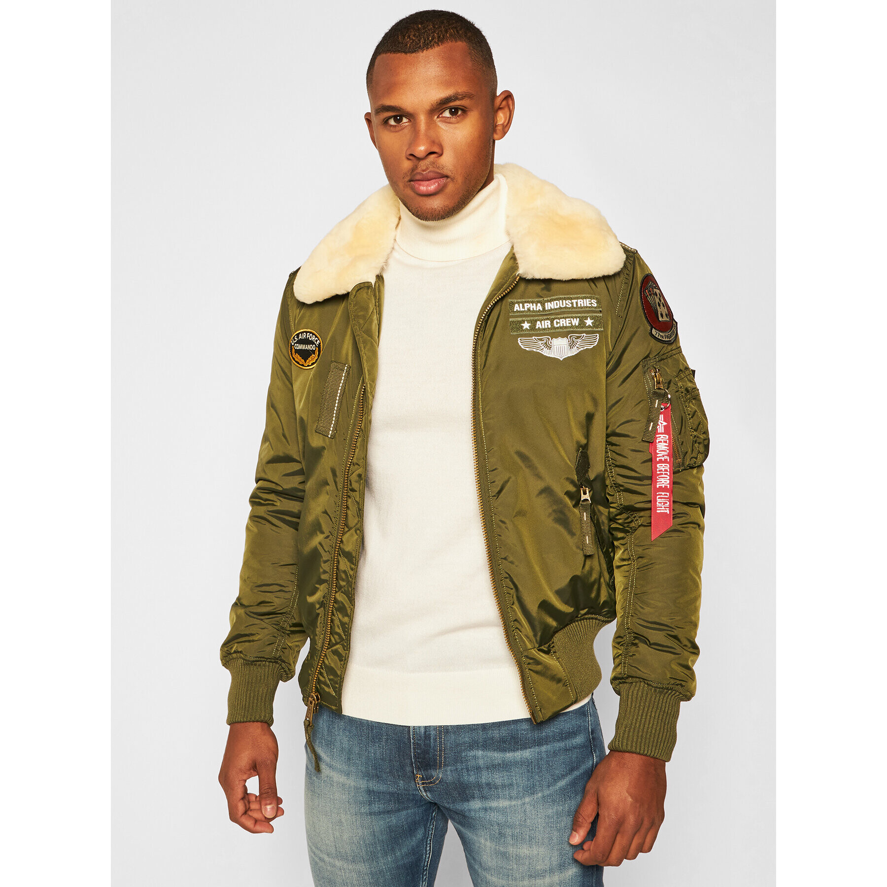 Alpha Industries Geacă bomber Injector III Air Force 198113 Verde Slim Fit - Pled.ro