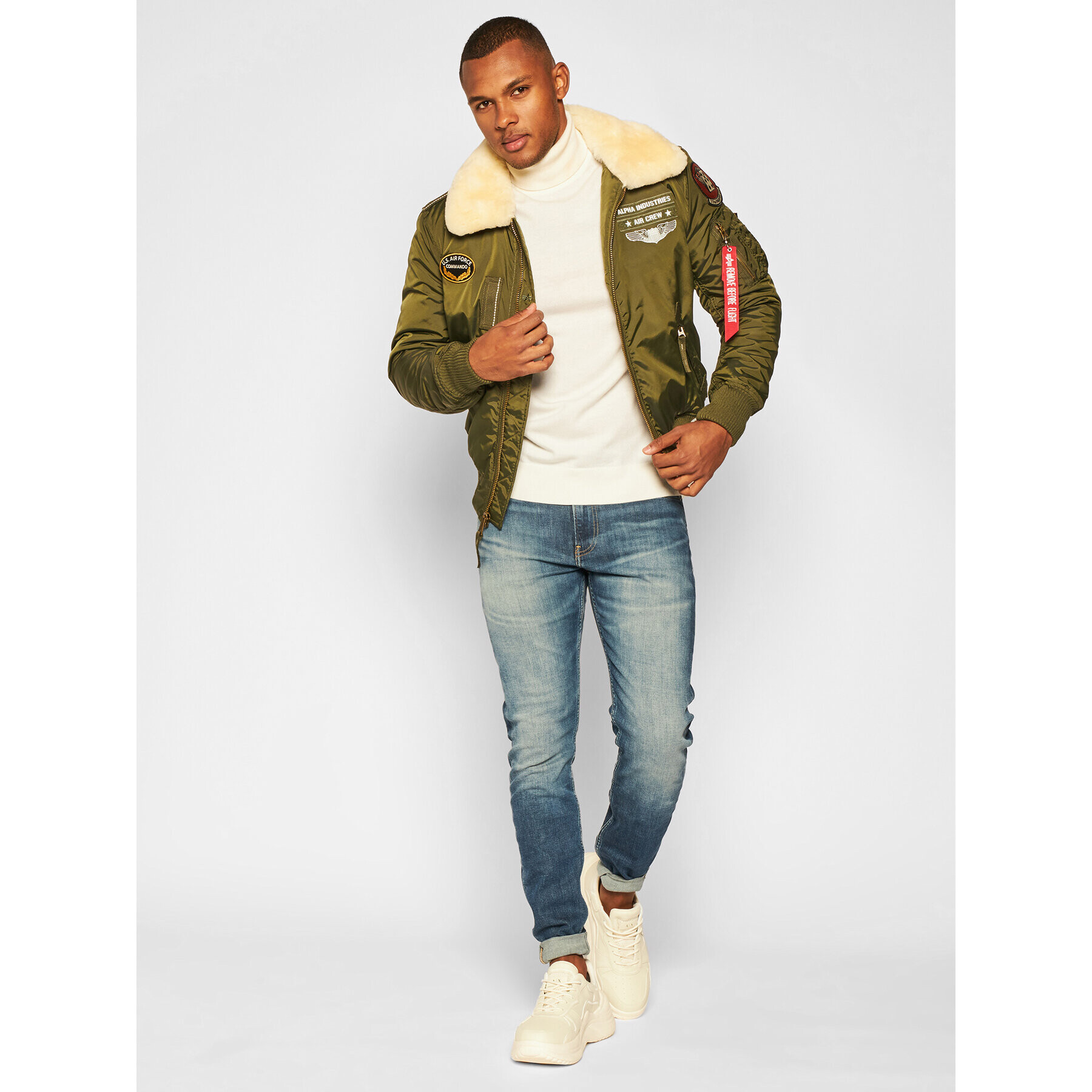 Alpha Industries Geacă bomber Injector III Air Force 198113 Verde Slim Fit - Pled.ro