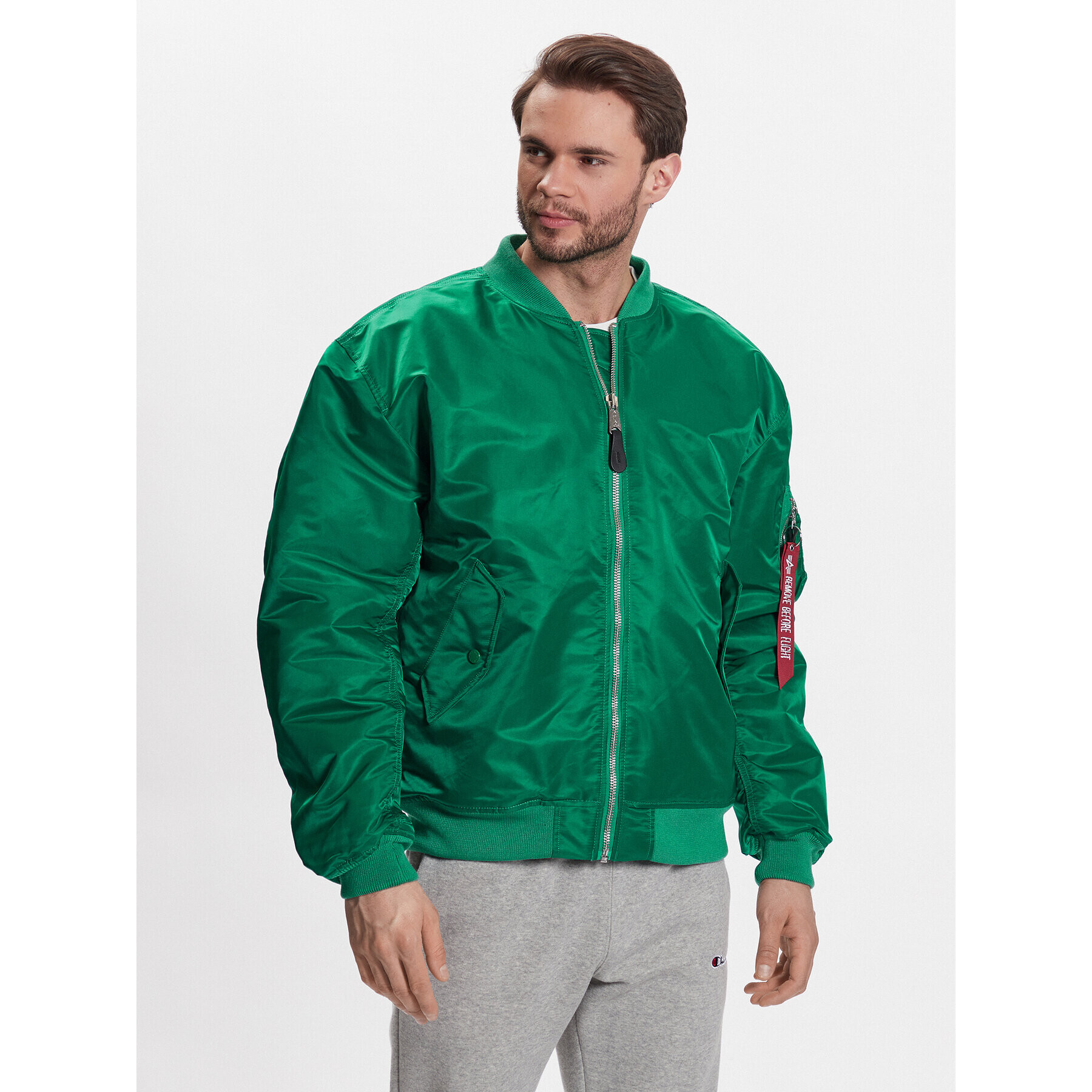 Alpha Industries Geacă bomber MA-1 CS 136136 Verde Relaxed Fit - Pled.ro