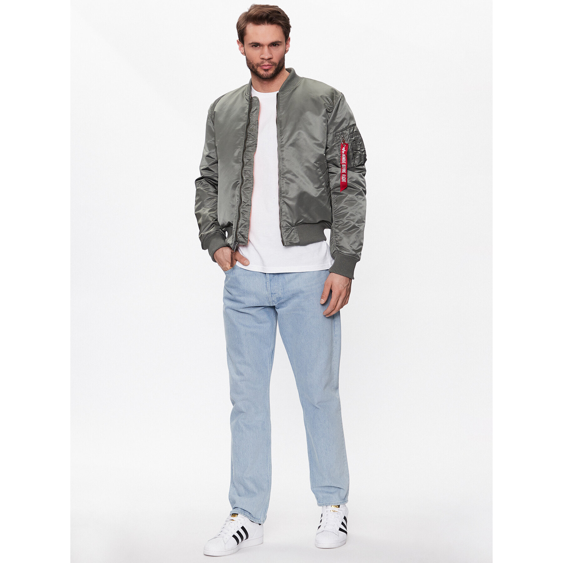 Alpha Industries Geacă bomber MA-1 191118 Gri Slim Fit - Pled.ro