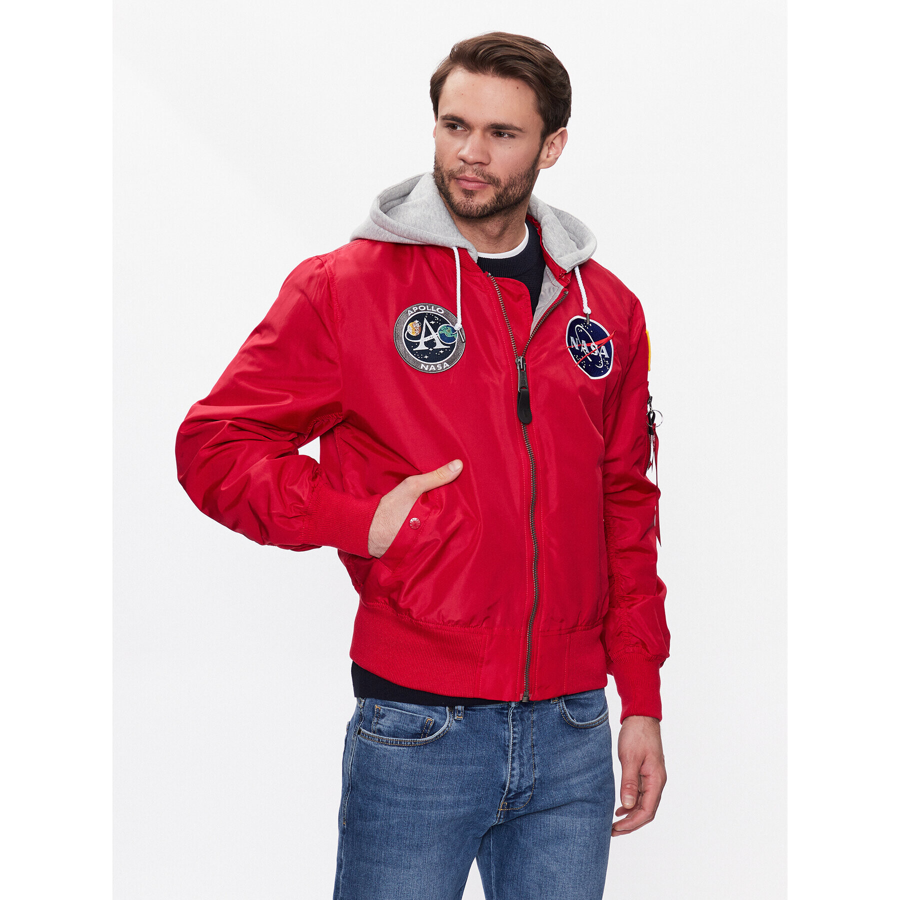 Alpha Industries Geacă bomber MA-1 Zip Hood Apollo 136106 Roșu Regular Fit - Pled.ro