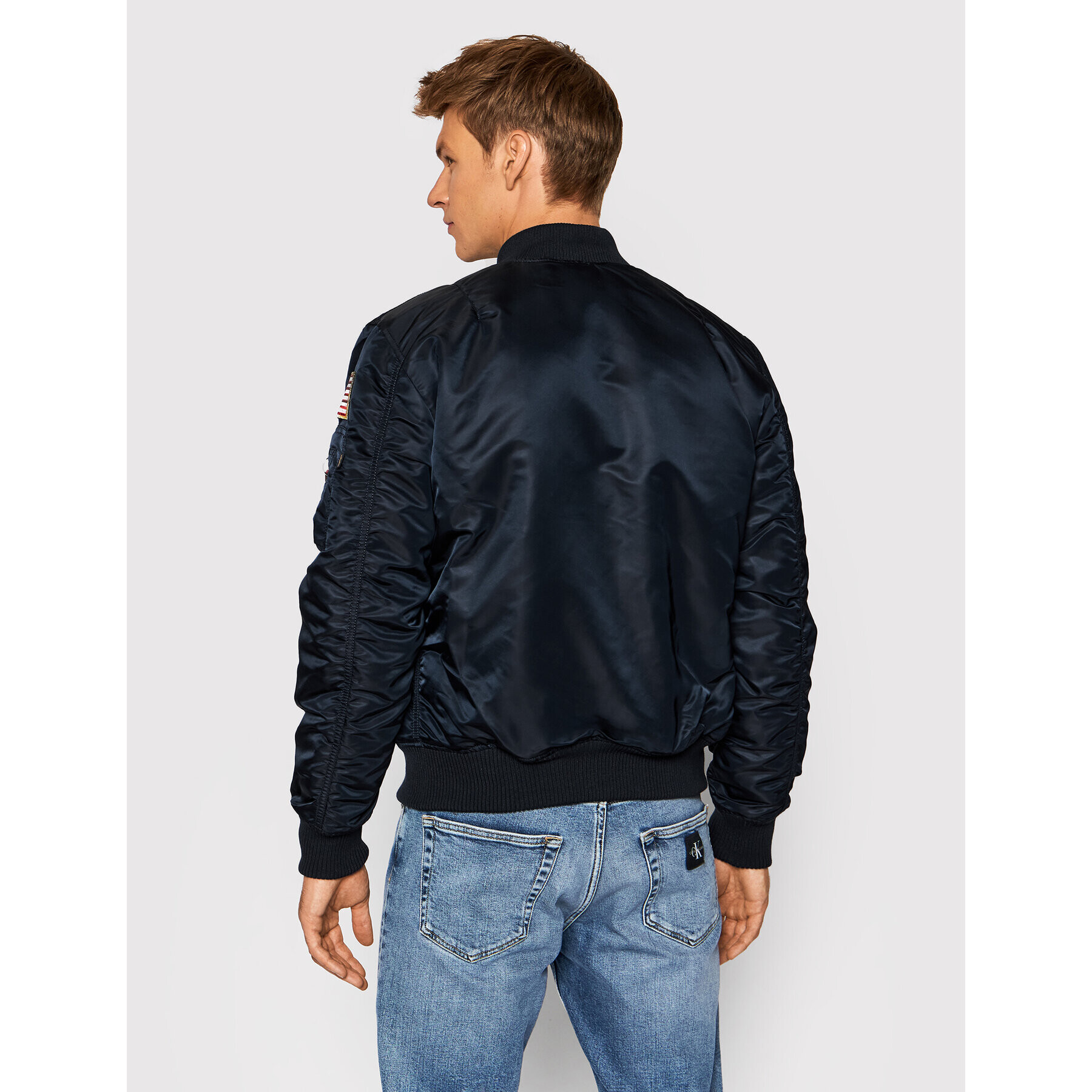 Alpha Industries Geacă bomber Nasa 166107LP Bleumarin Slim Fit - Pled.ro