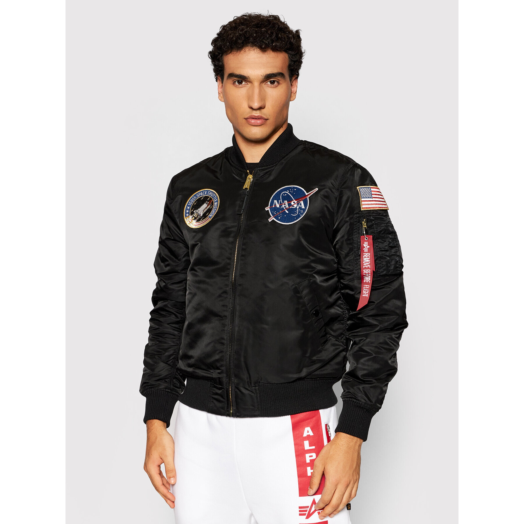 Alpha Industries Geacă bomber Nasa 166107LP Negru Slim Fit - Pled.ro