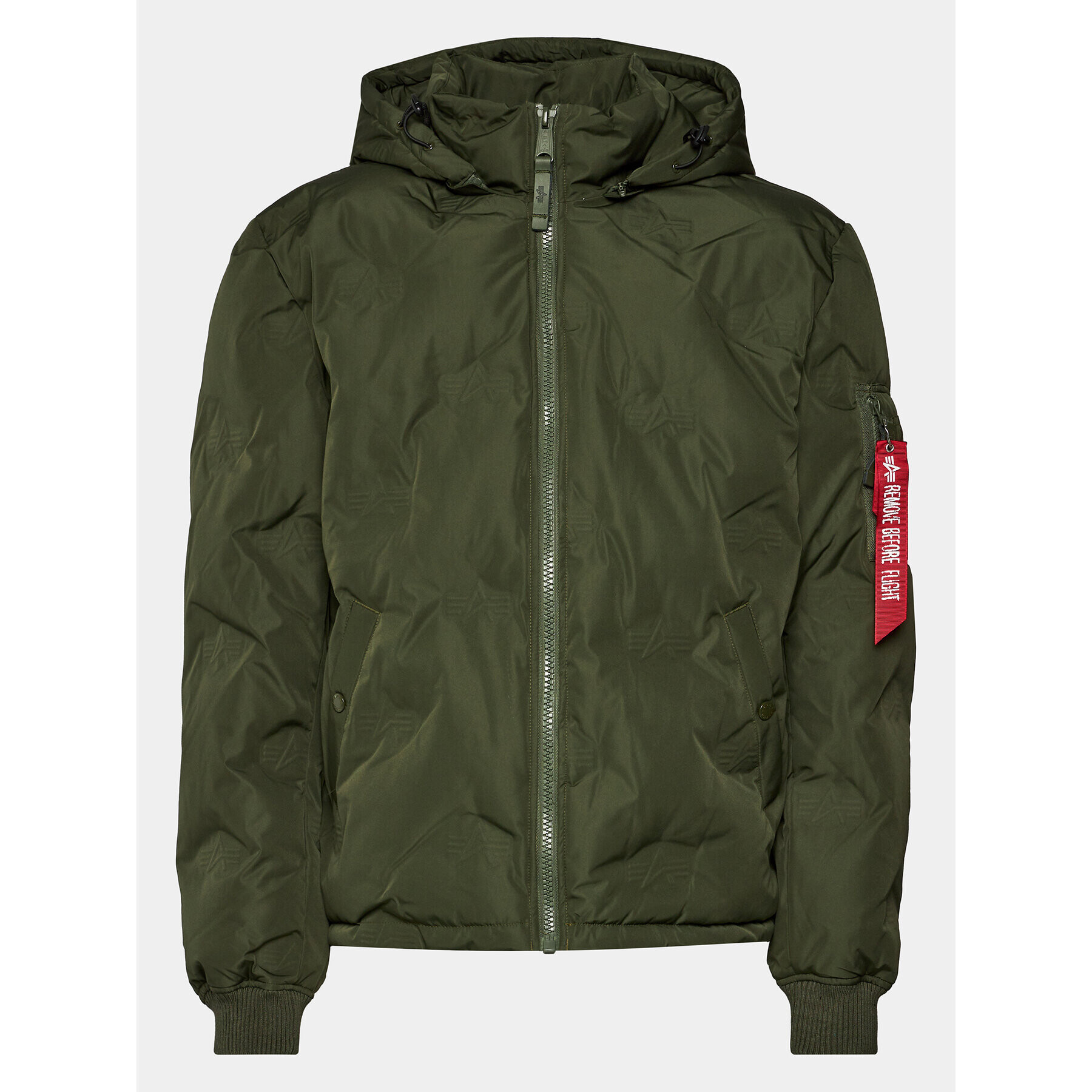 Alpha Industries Geacă din puf Logo 108107 Verde Regular Fit - Pled.ro