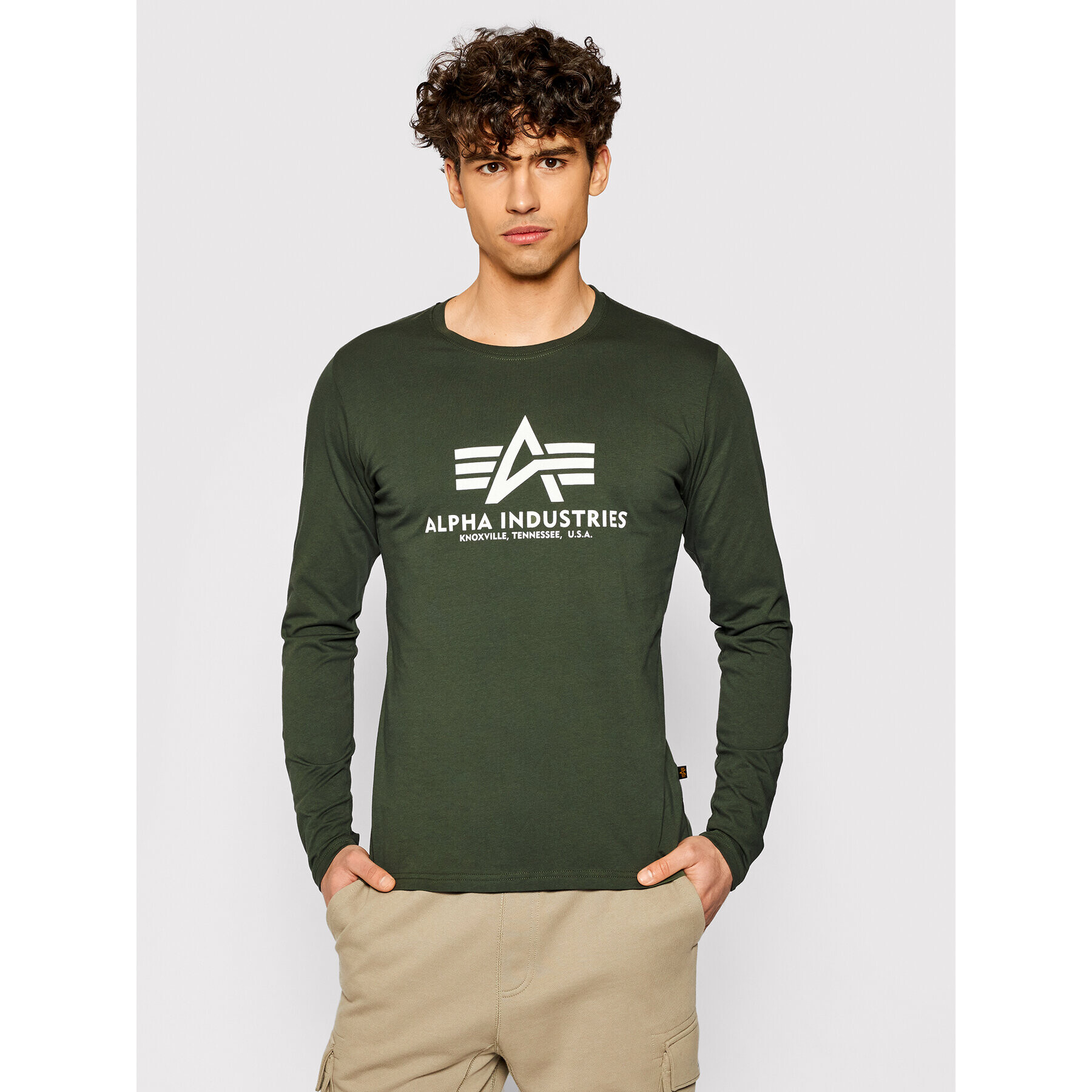 Alpha Industries Longsleeve Basic T 100510 Verde Regular Fit - Pled.ro