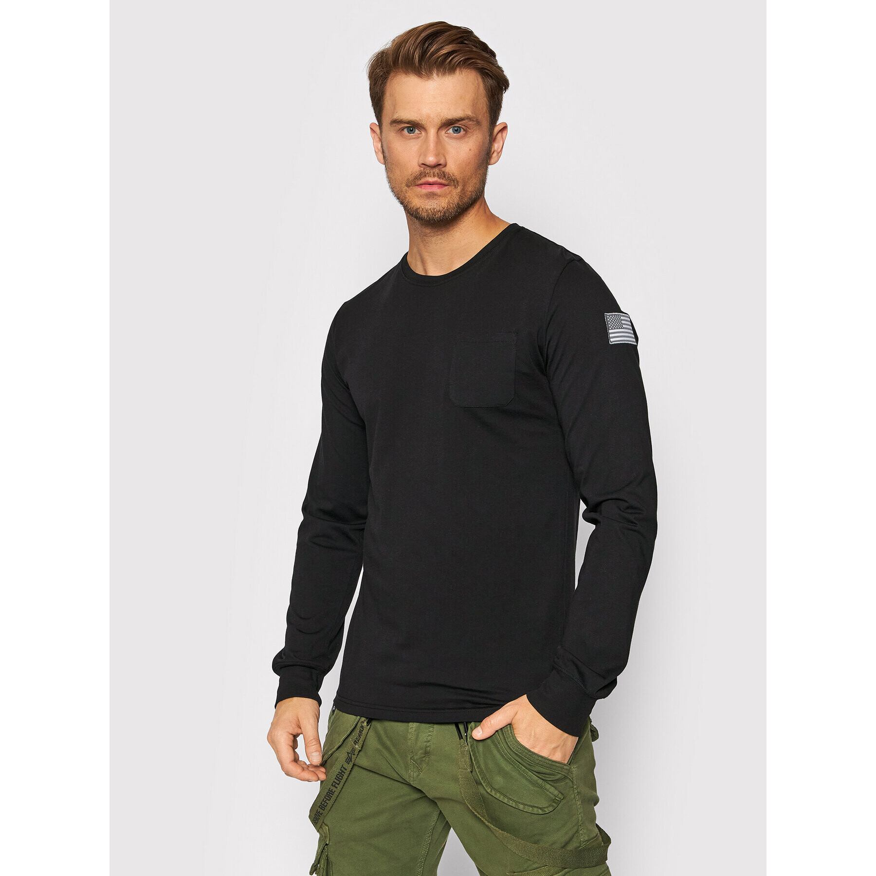 Alpha Industries Longsleeve NASA 176532 Negru Regular Fit - Pled.ro