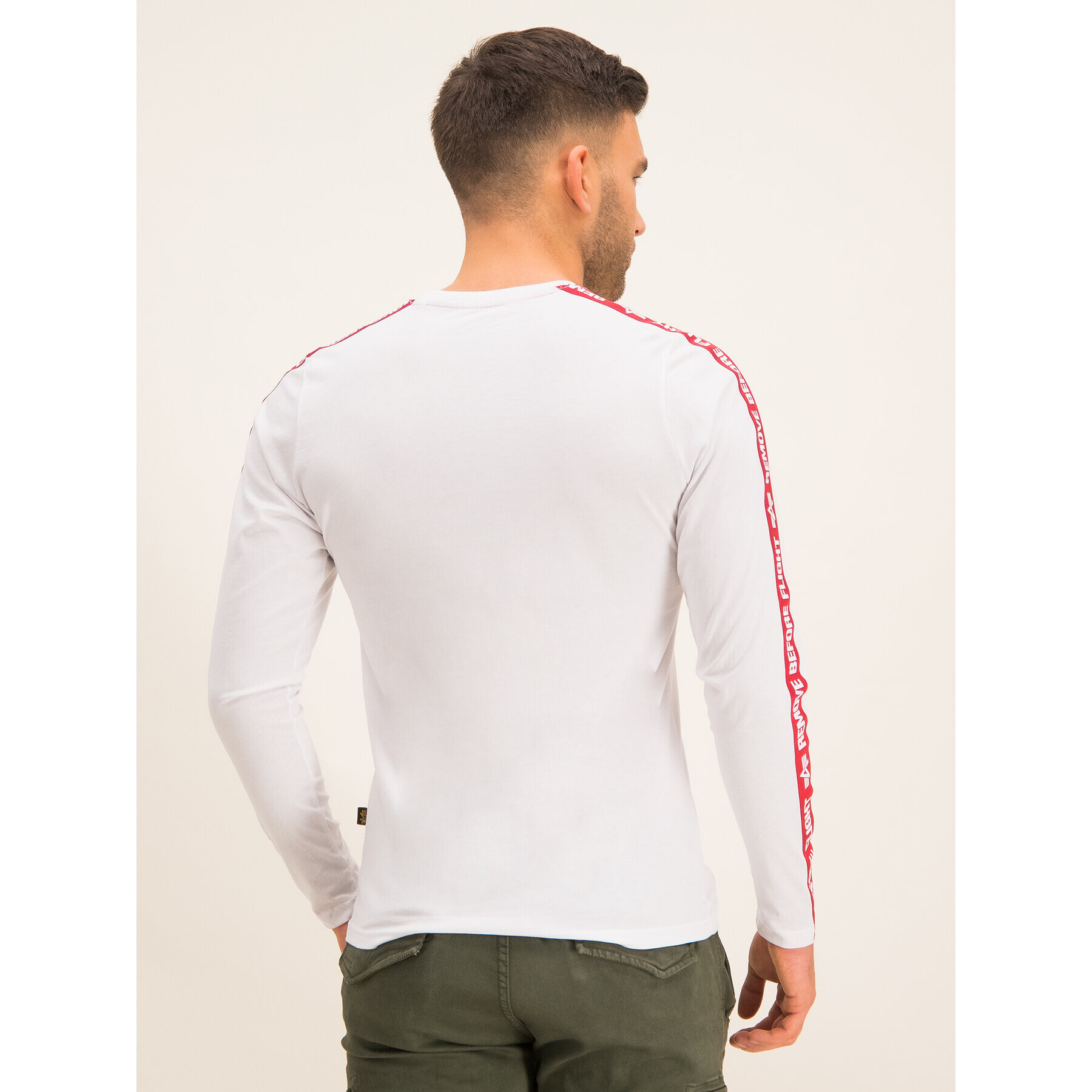 Alpha Industries Longsleeve Tape 198523 Alb Slim Fit - Pled.ro