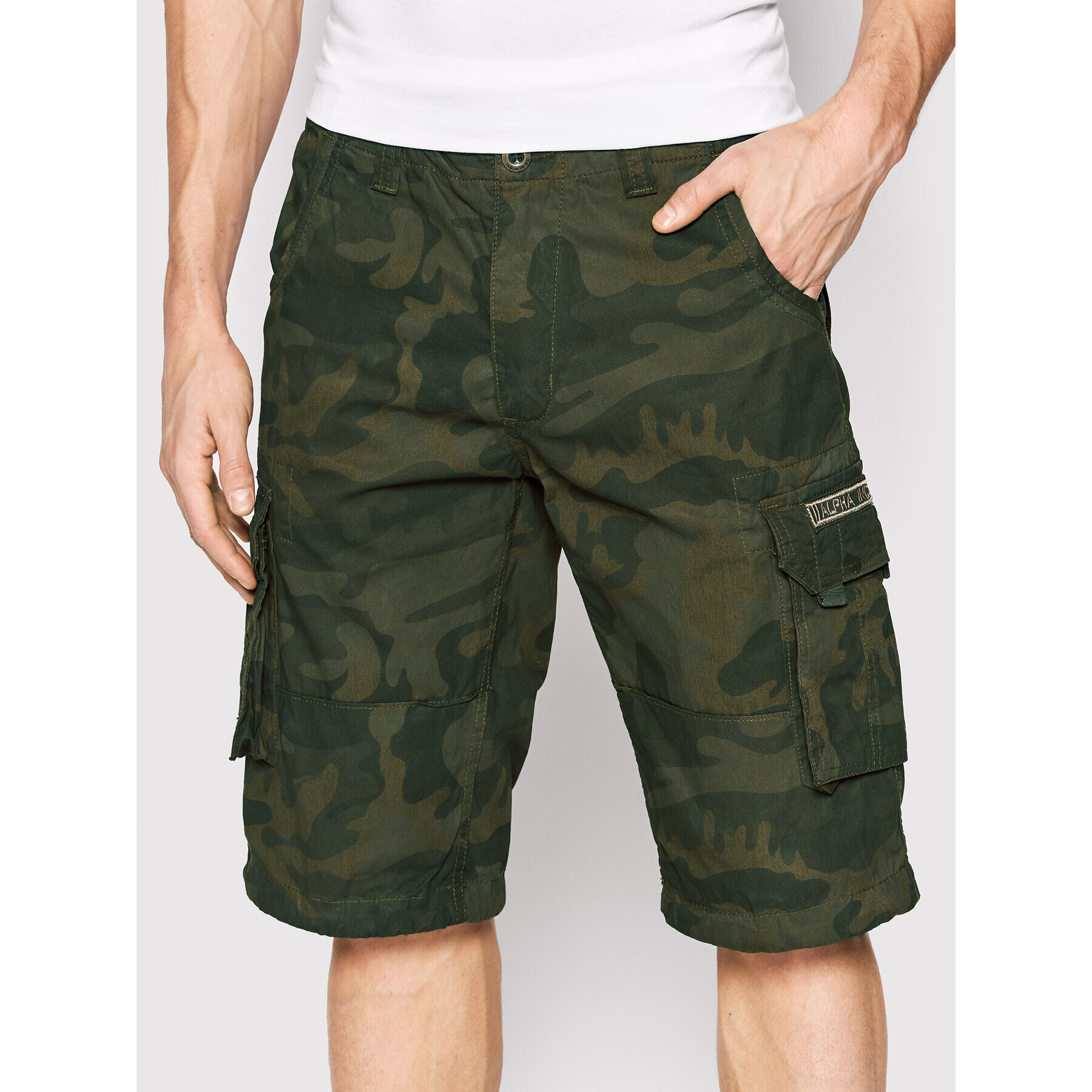 Alpha Industries Pantalon scurți din material Jet Camo 191200C Verde Regular Fit - Pled.ro