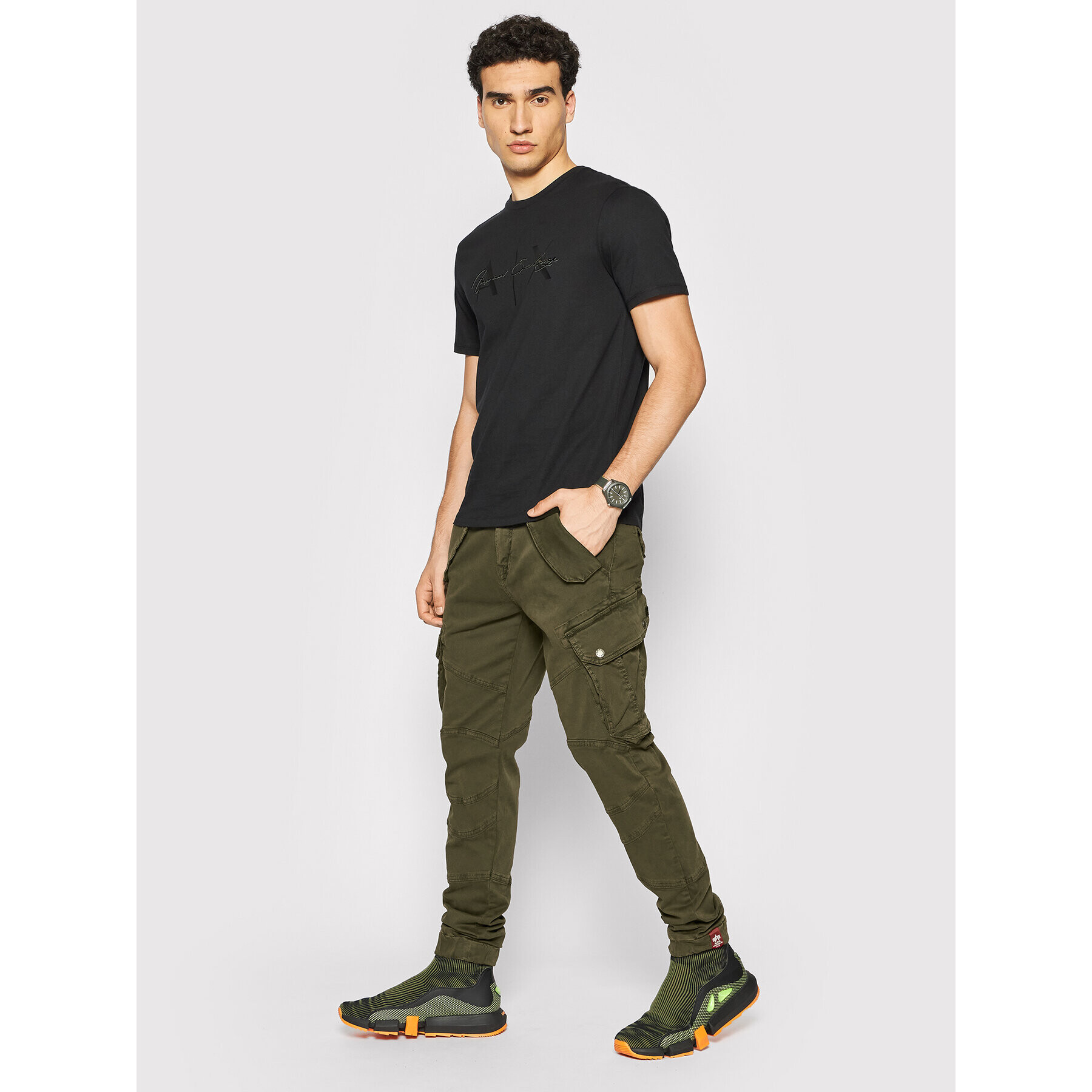 Alpha Industries Pantaloni din material Combat 126215 Verde Slim Fit - Pled.ro