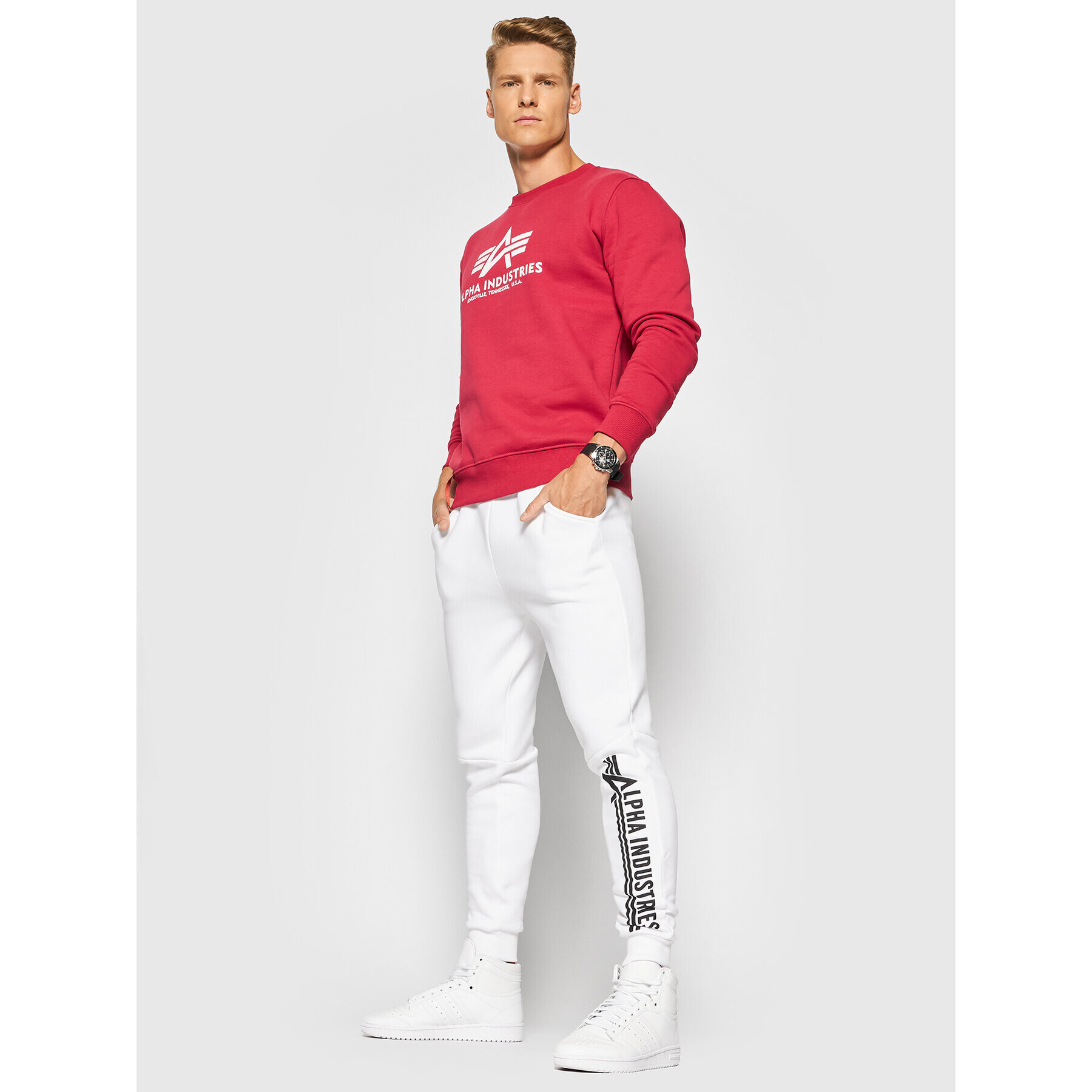 Alpha Industries Pantaloni trening Jogger 118364 Alb Regular Fit - Pled.ro