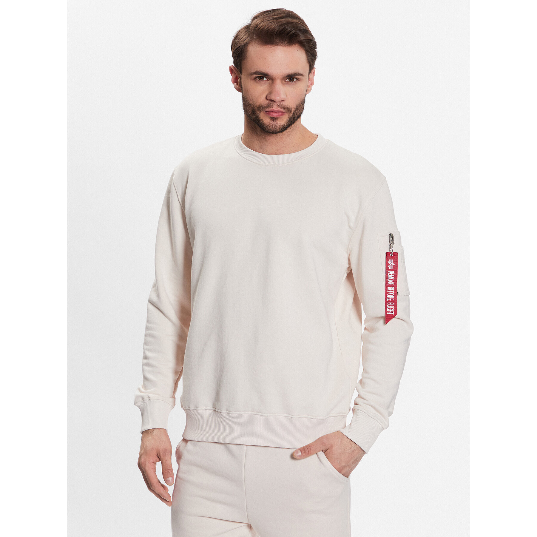 Alpha Industries Bluză USN Blood Chit 136300 Écru Regular Fit - Pled.ro