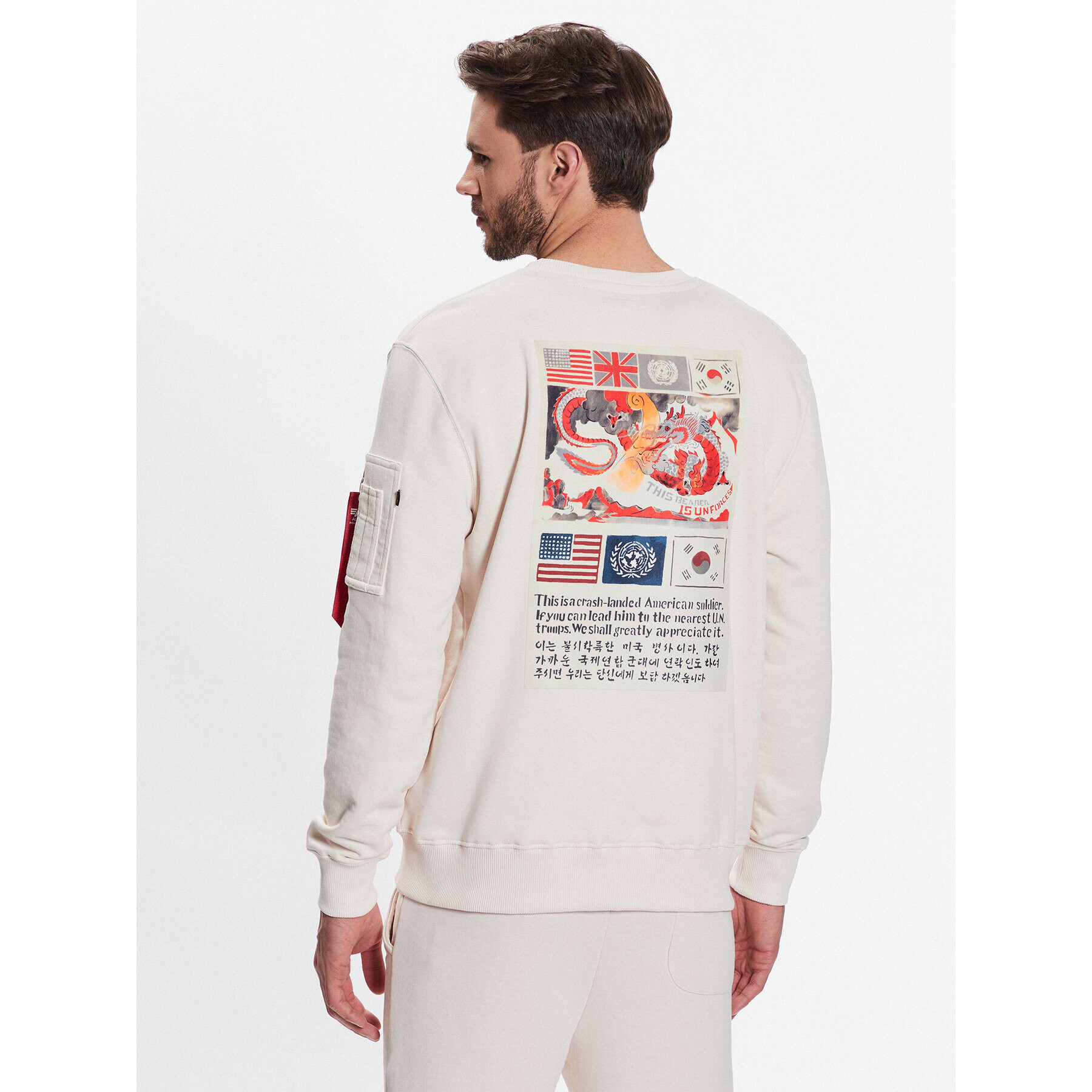 Alpha Industries Bluză USN Blood Chit 136300 Écru Regular Fit - Pled.ro