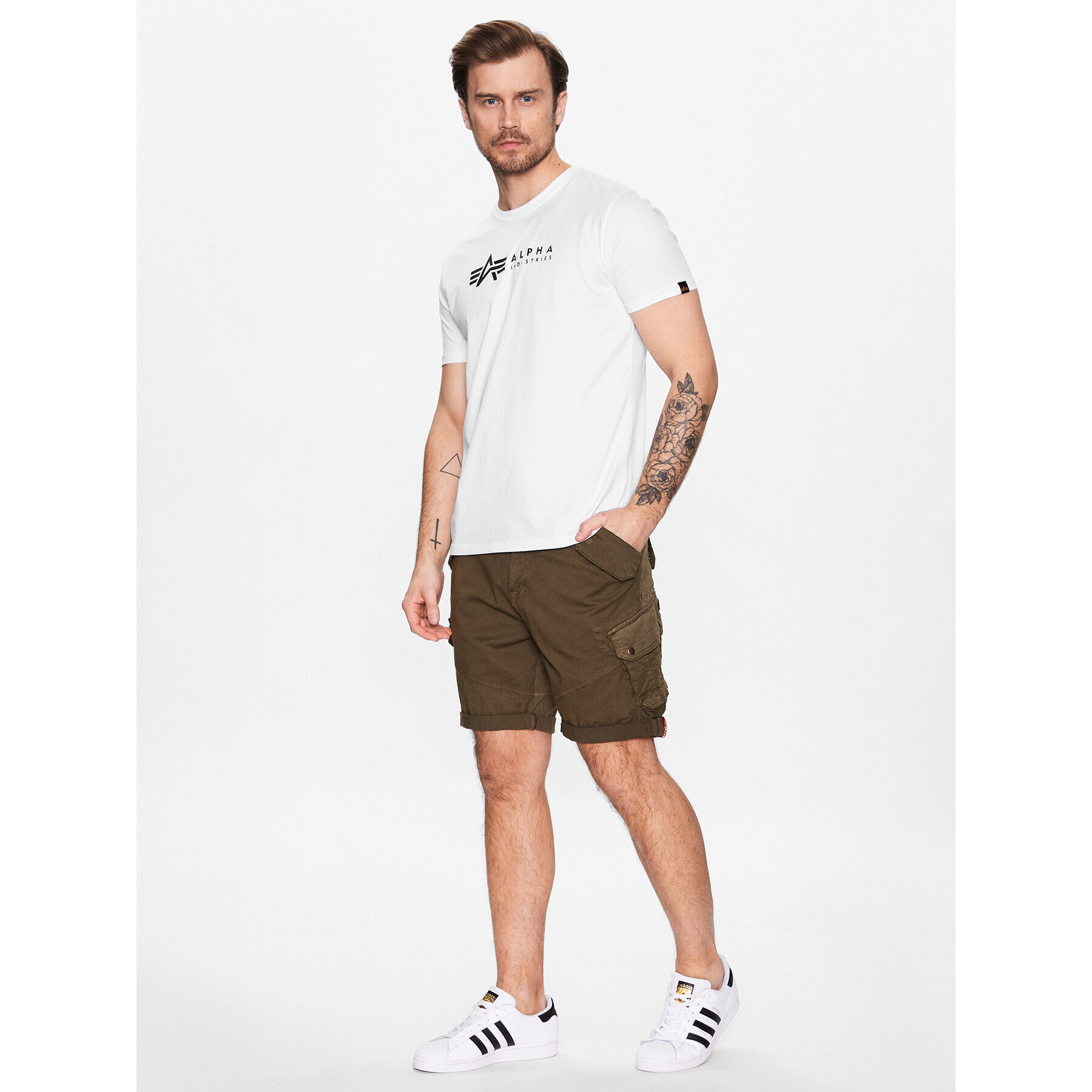 Alpha Industries Set 2 tricouri Alpha Label 118534 Alb Regular Fit - Pled.ro