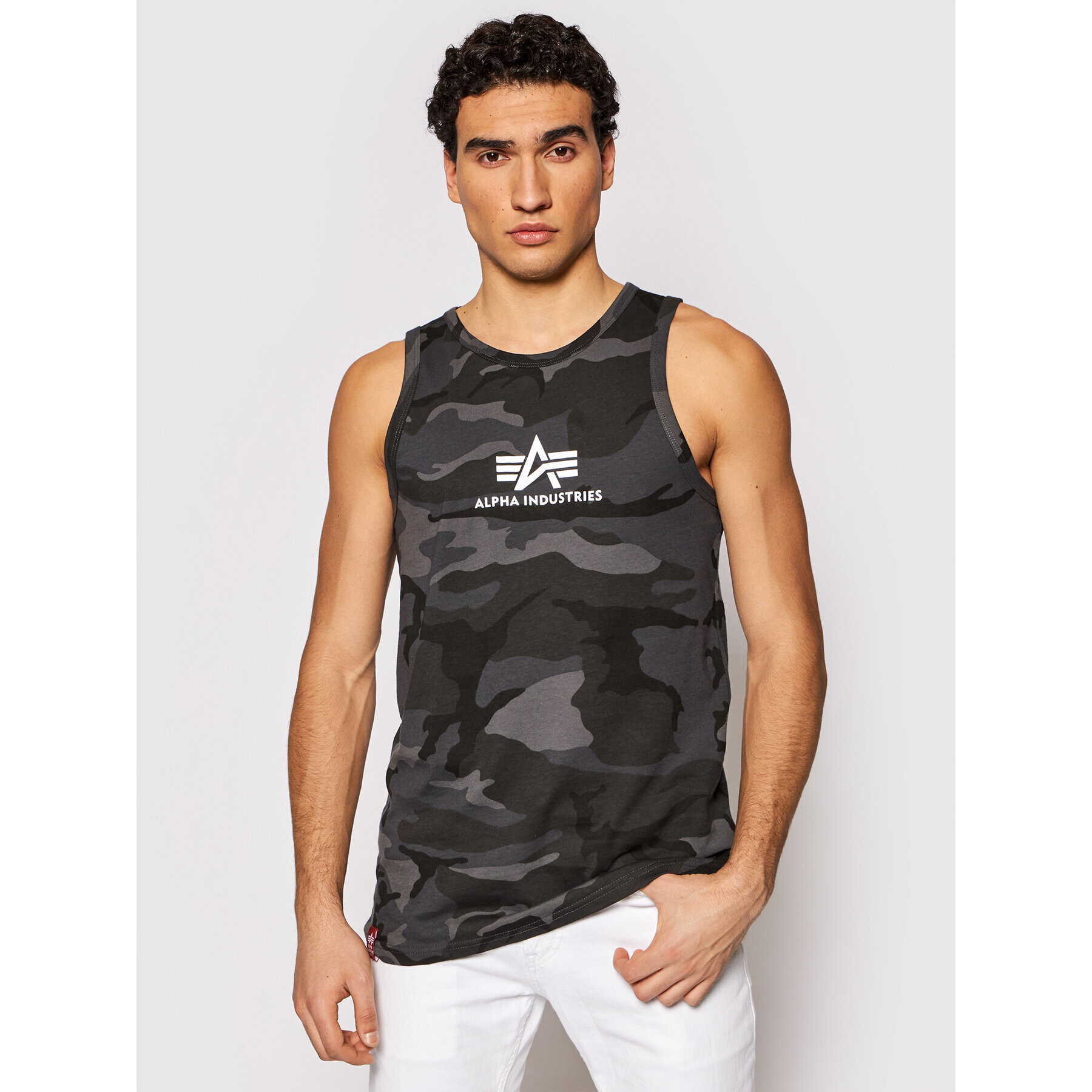 Alpha Industries Tank top Basci Camo 126566C Gri Regular Fit - Pled.ro