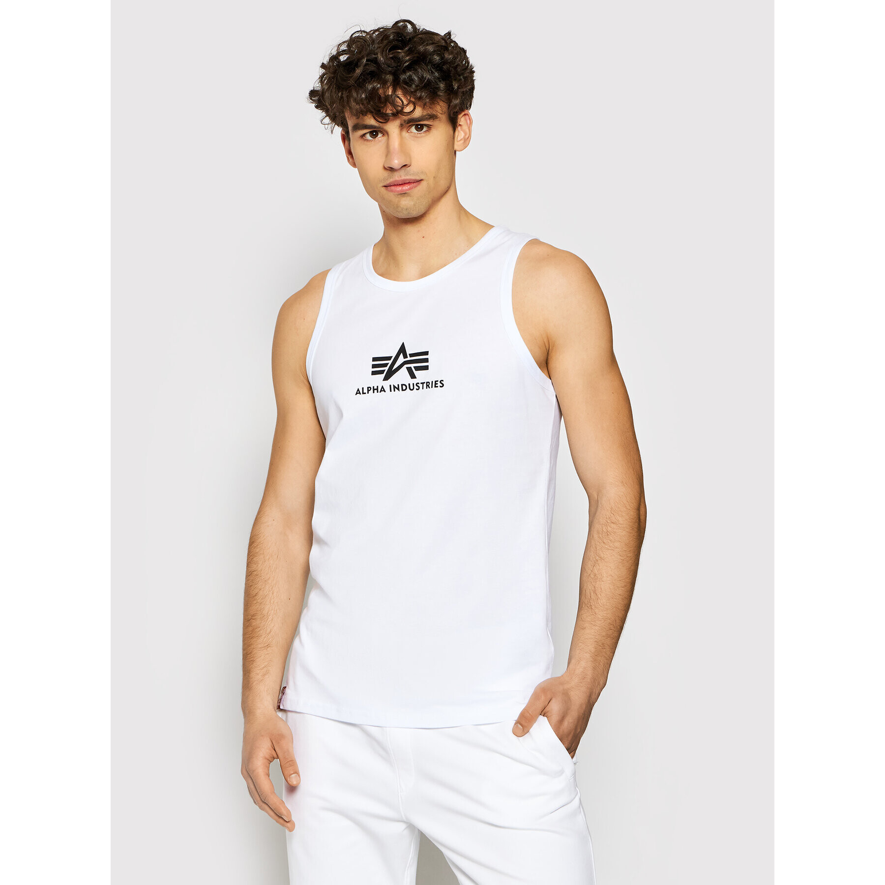 Alpha Industries Tank top Basic 126566 Alb Regular Fit - Pled.ro