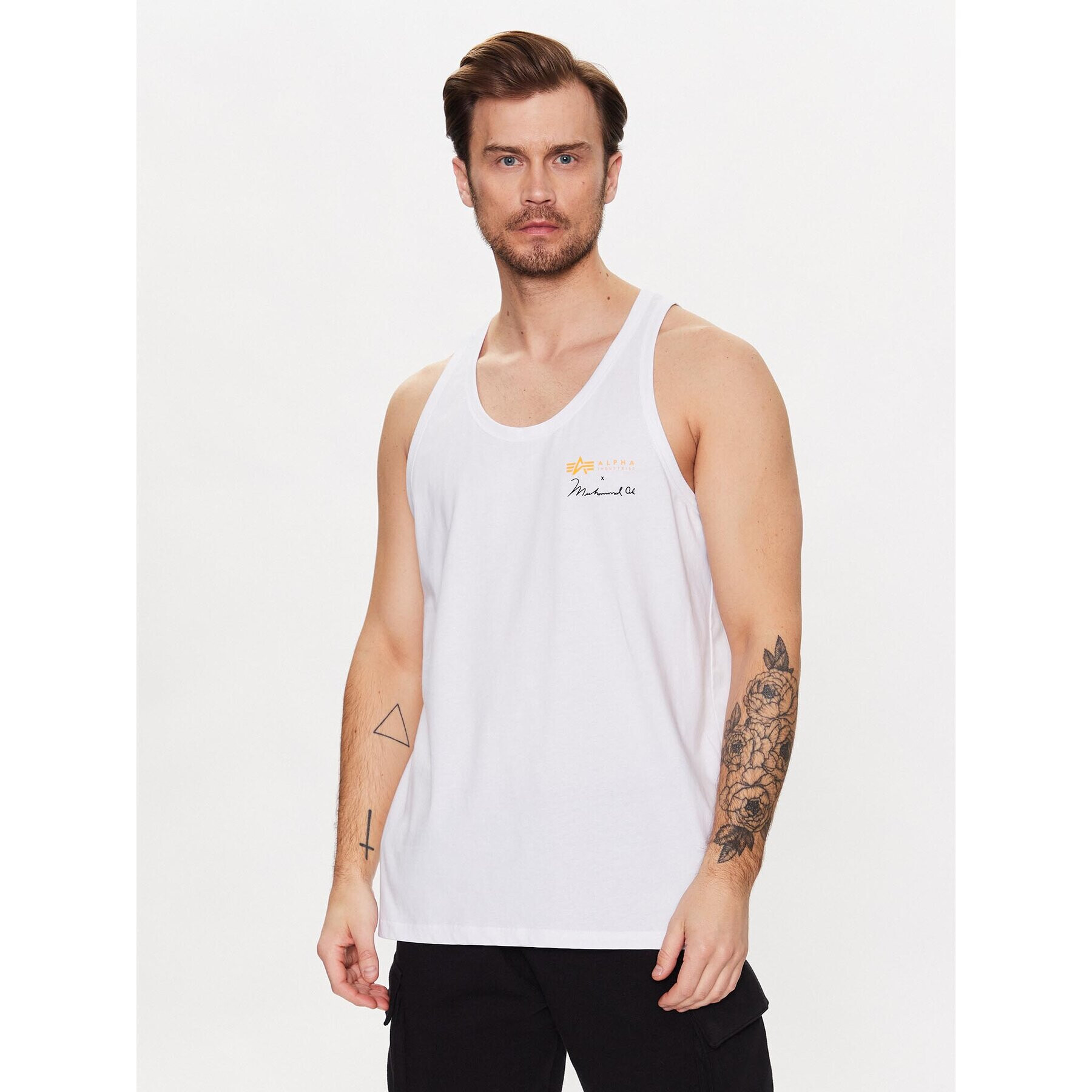 Alpha Industries Tank top Muhammad Ali 136563 Alb Regular Fit - Pled.ro