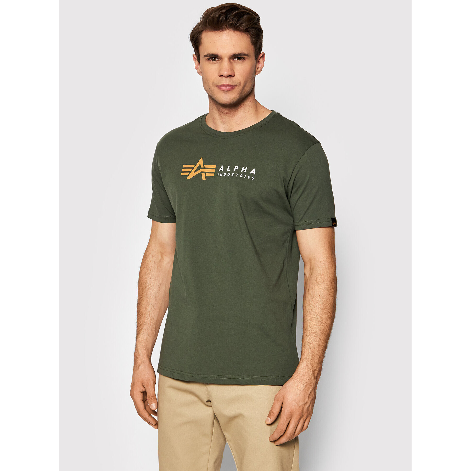 Alpha Industries Tricou Alpha Label 118502 Verde Regular Fit - Pled.ro