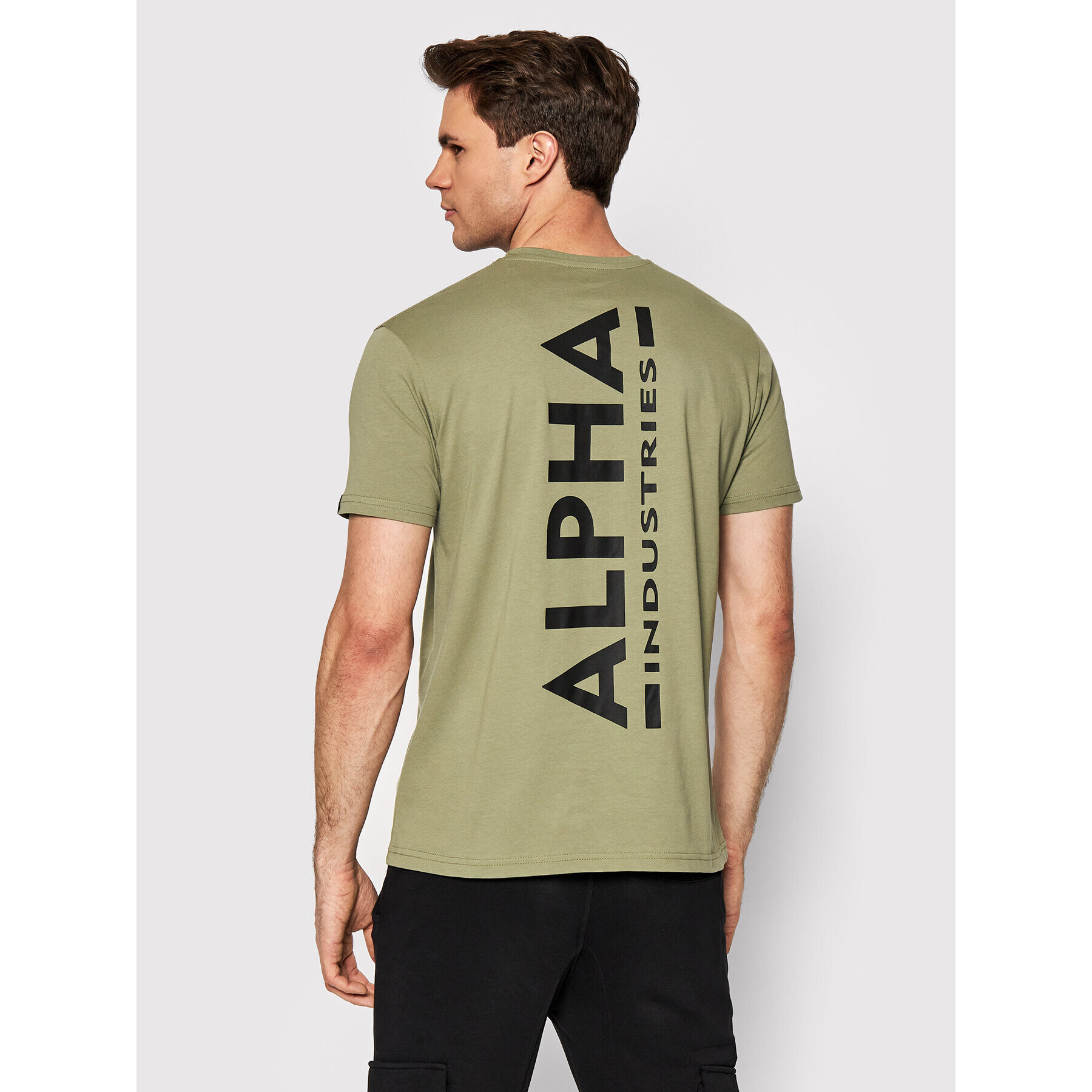 Alpha Industries Tricou Backprint 128507 Verde Regular Fit - Pled.ro