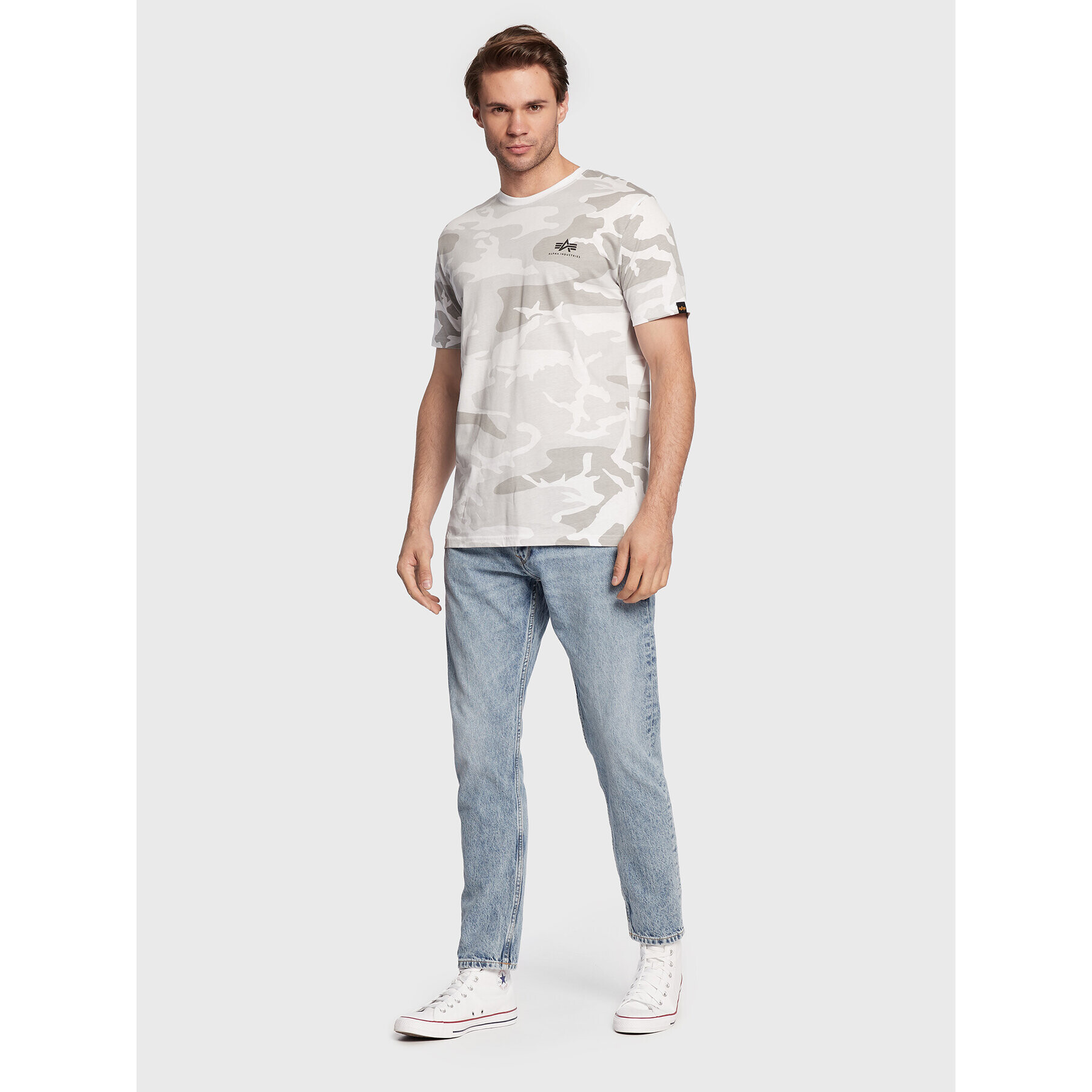 Alpha Industries Tricou Backprint T Camo 128507C Alb Regular Fit - Pled.ro