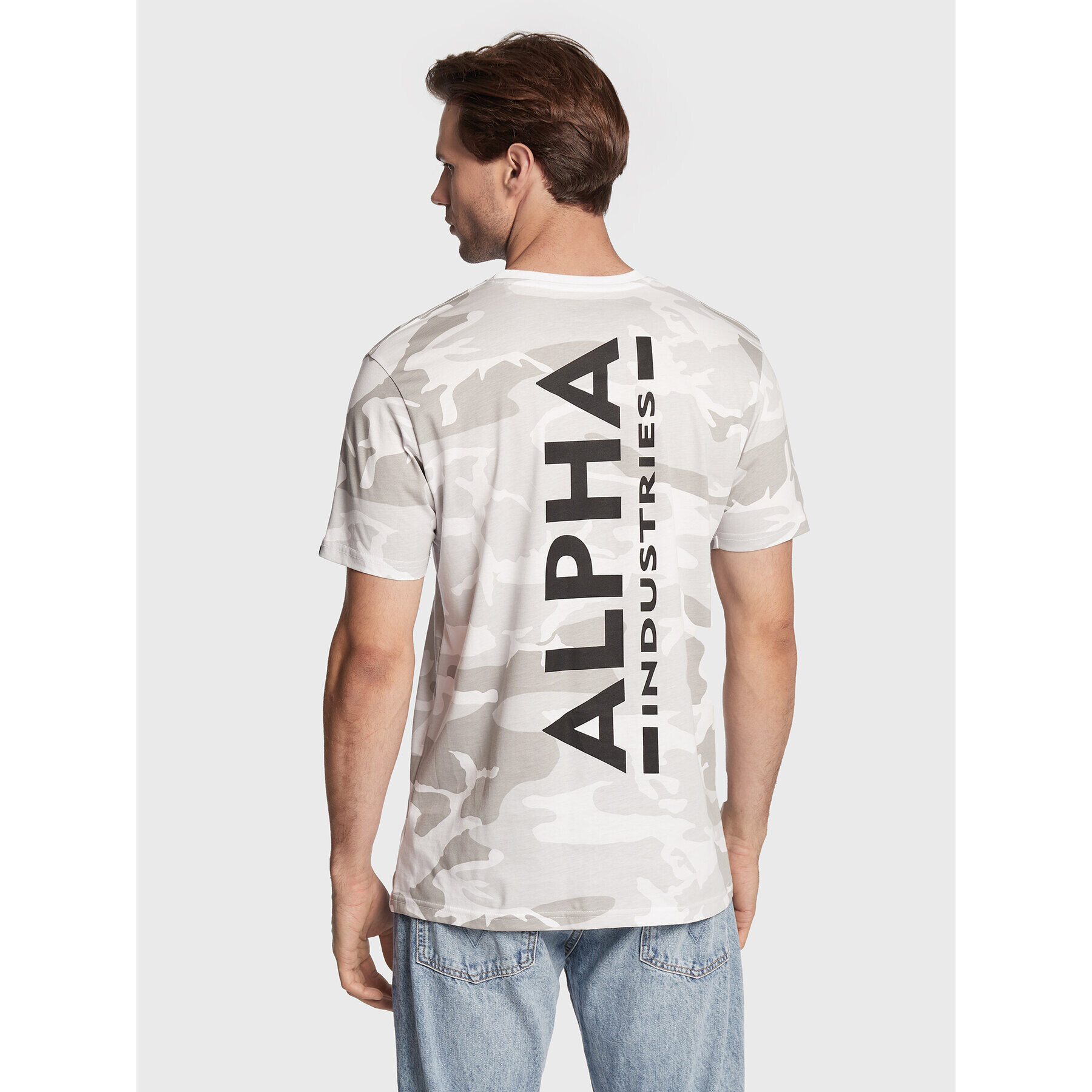 Alpha Industries Tricou Backprint T Camo 128507C Alb Regular Fit - Pled.ro